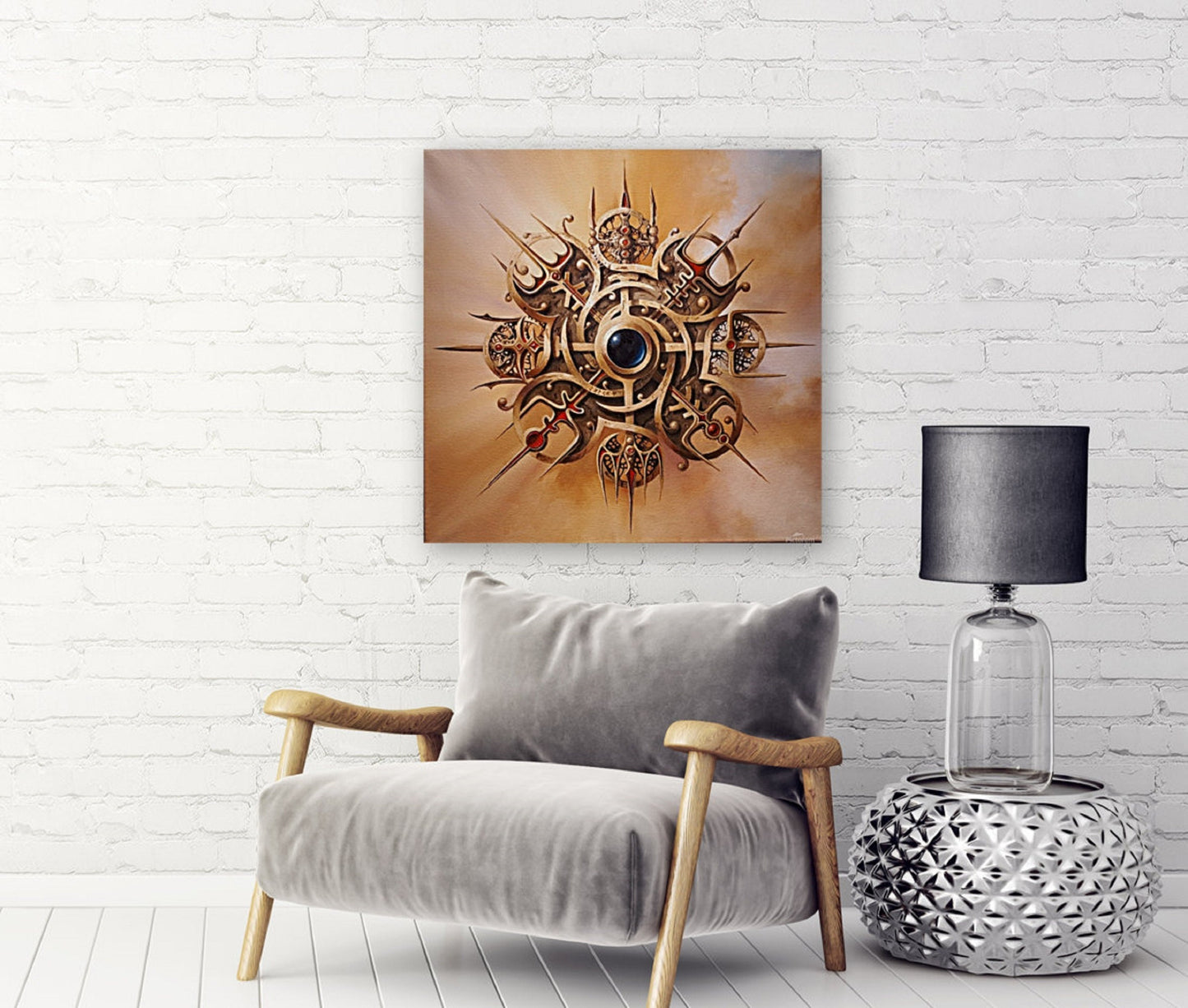 VEGVISIR Viking Compass Giclee Canvas Print | Original Painting Norse Mythology Art | Viking Décor & Gifts for Men