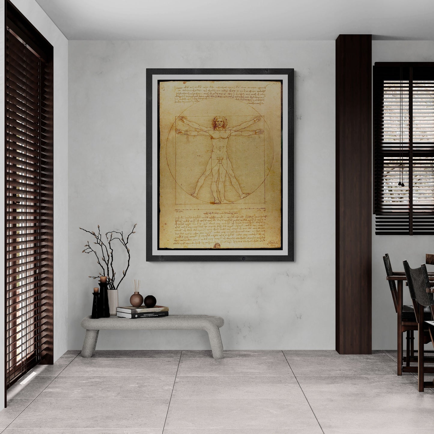 Renaissance Splendor: Vitruvian Man Giclée Print - Da Vinci’s Masterpiece on Heavyweight Premium Art Paper and Canvas