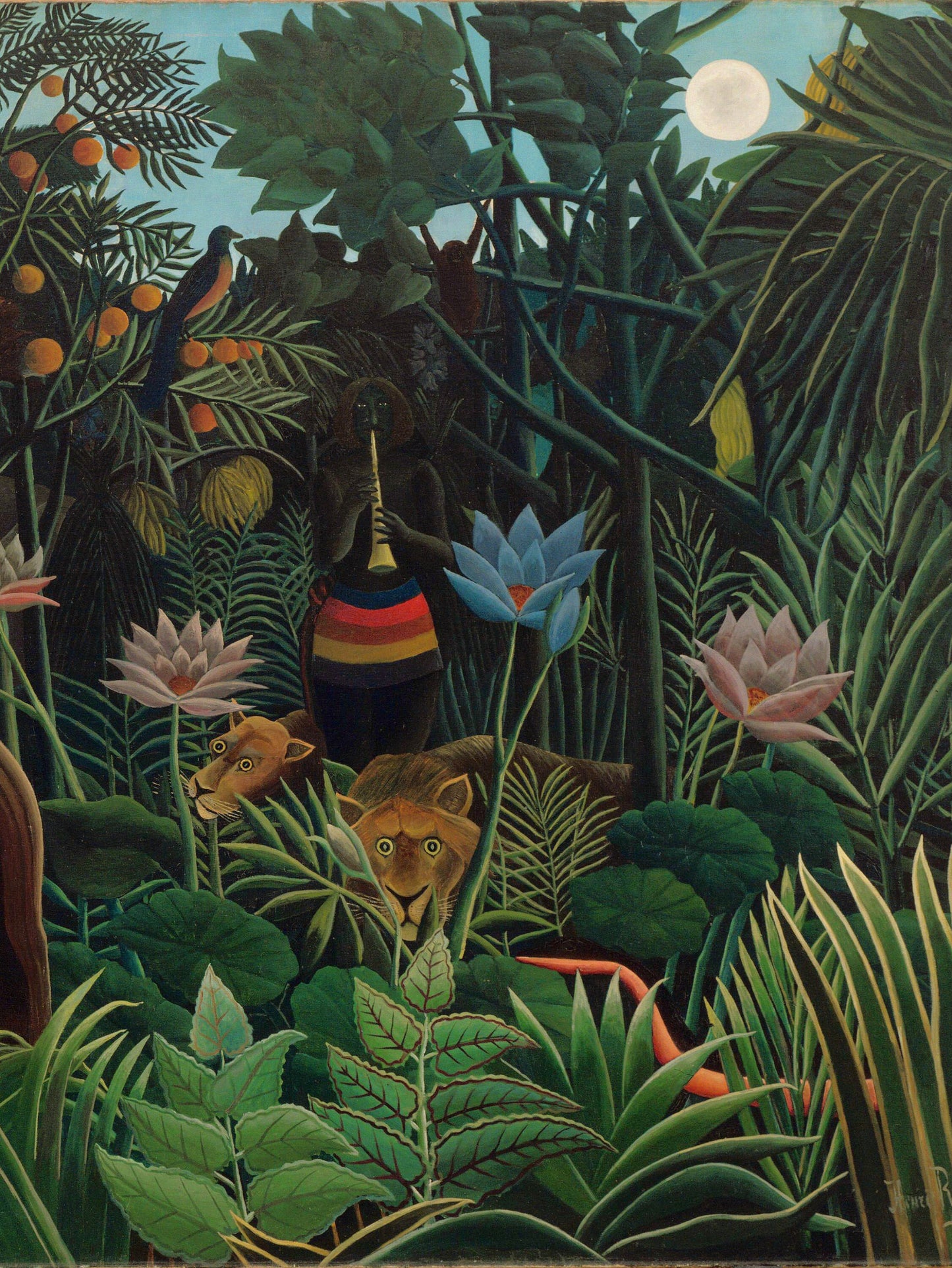 Henri Rousseau wall Art Set of 3 Green Tropical Jungle, Floral Botanical Prints, Modern Art Emerald Green Wall Decor FOSHE ART