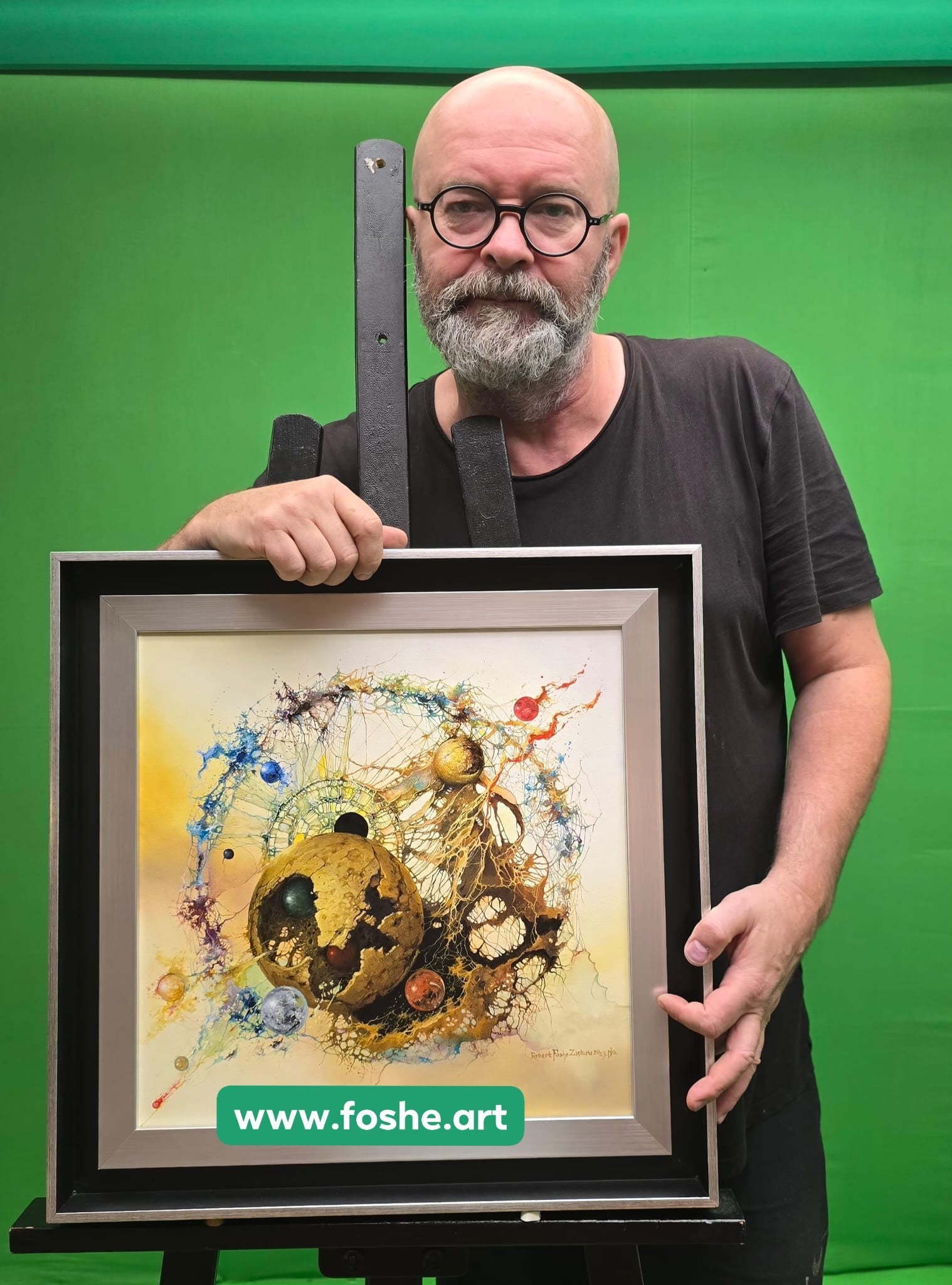 De Profundis: Original Oil Painting by Robert Zietara, framed canvas FOSHE ART