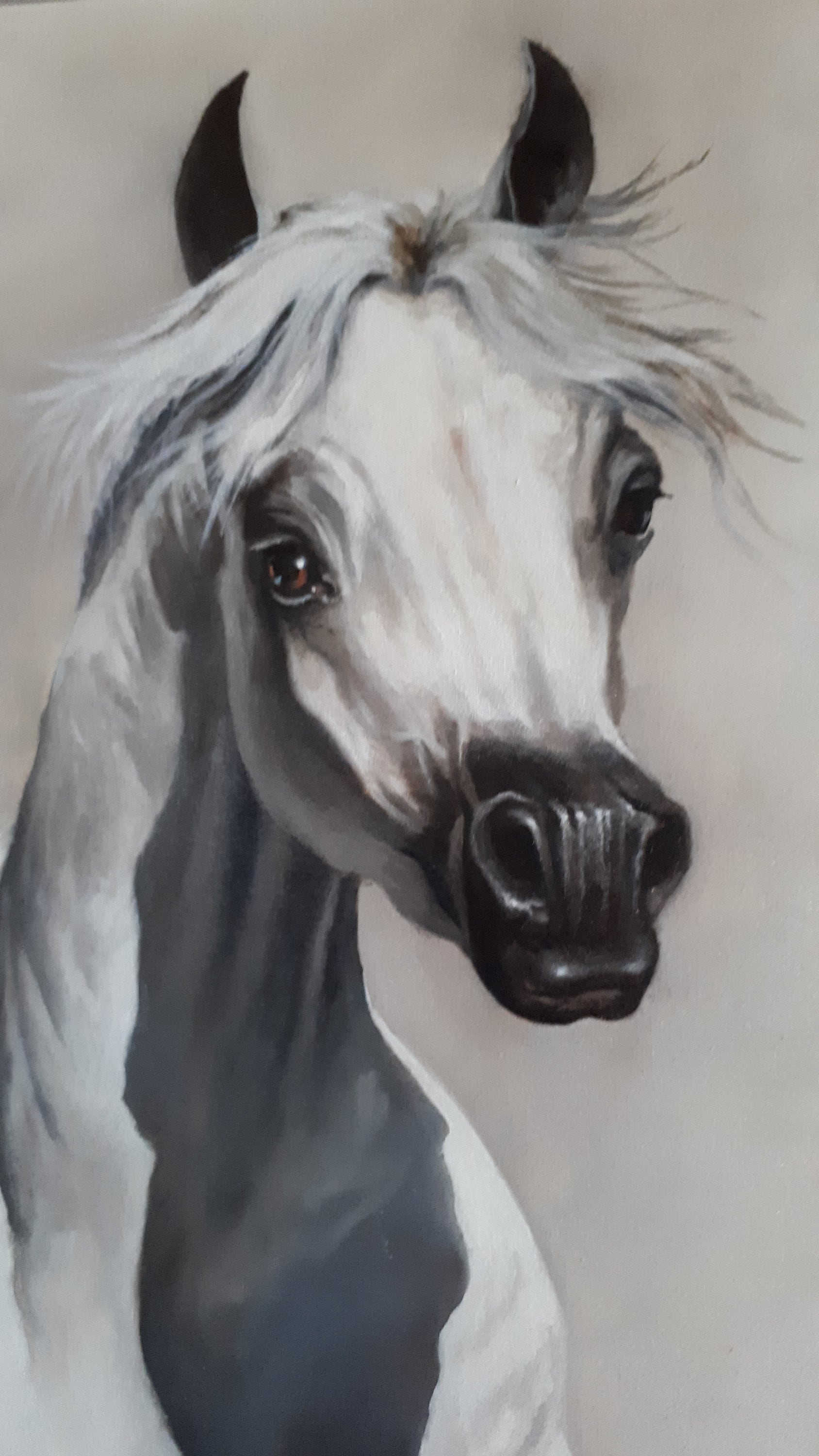 BEAUTY Fine Art Print from original oil painting |  Animal Print | White Horse Poster |Fine Art Print | Poster Print | Wall Art | Wall Print FOSHE ART