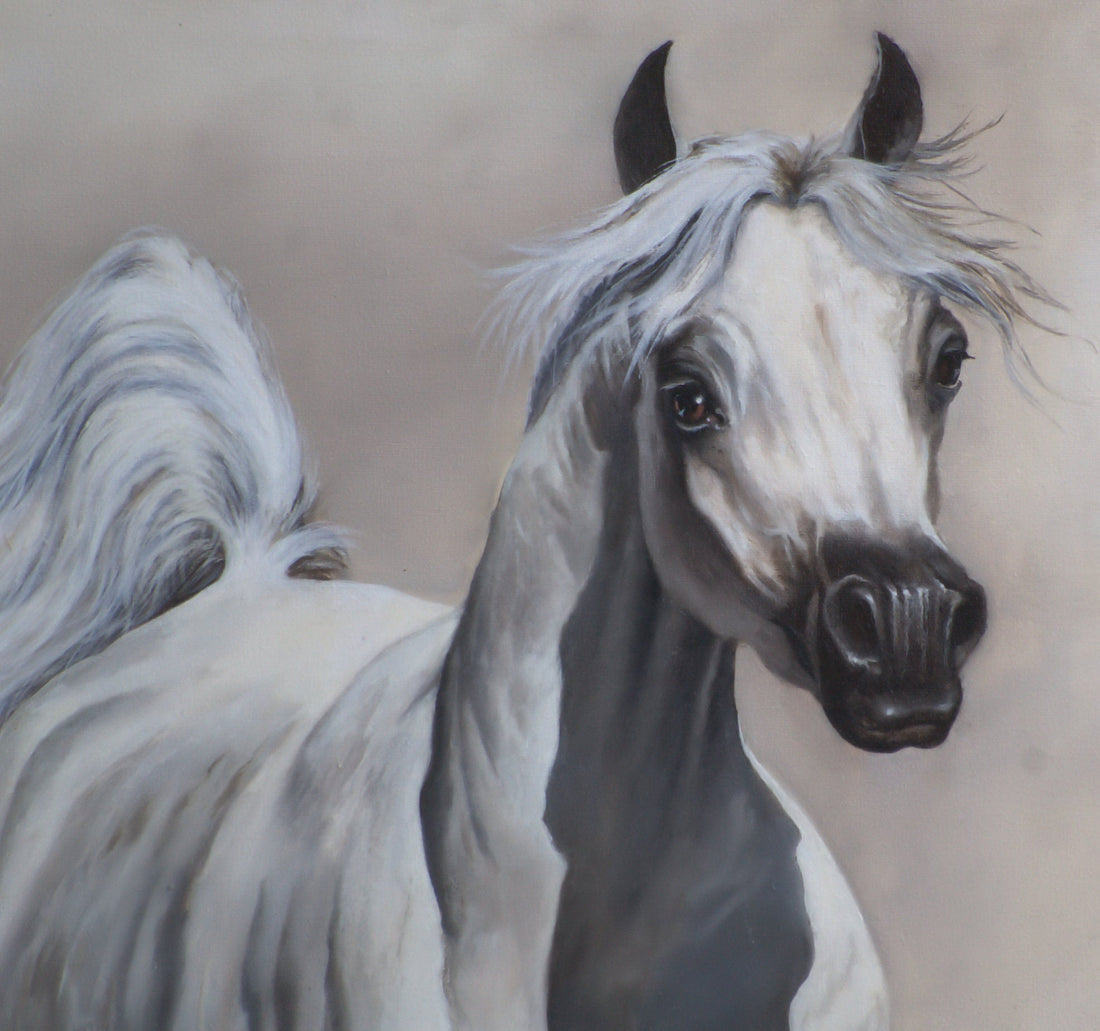 BEAUTY Fine Art Print from original oil painting |  Animal Print | White Horse Poster |Fine Art Print | Poster Print | Wall Art | Wall Print FOSHE ART