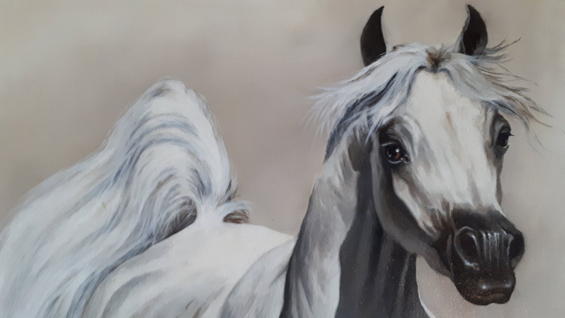 BEAUTY Fine Art Print from original oil painting |  Animal Print | White Horse Poster |Fine Art Print | Poster Print | Wall Art | Wall Print FOSHE ART