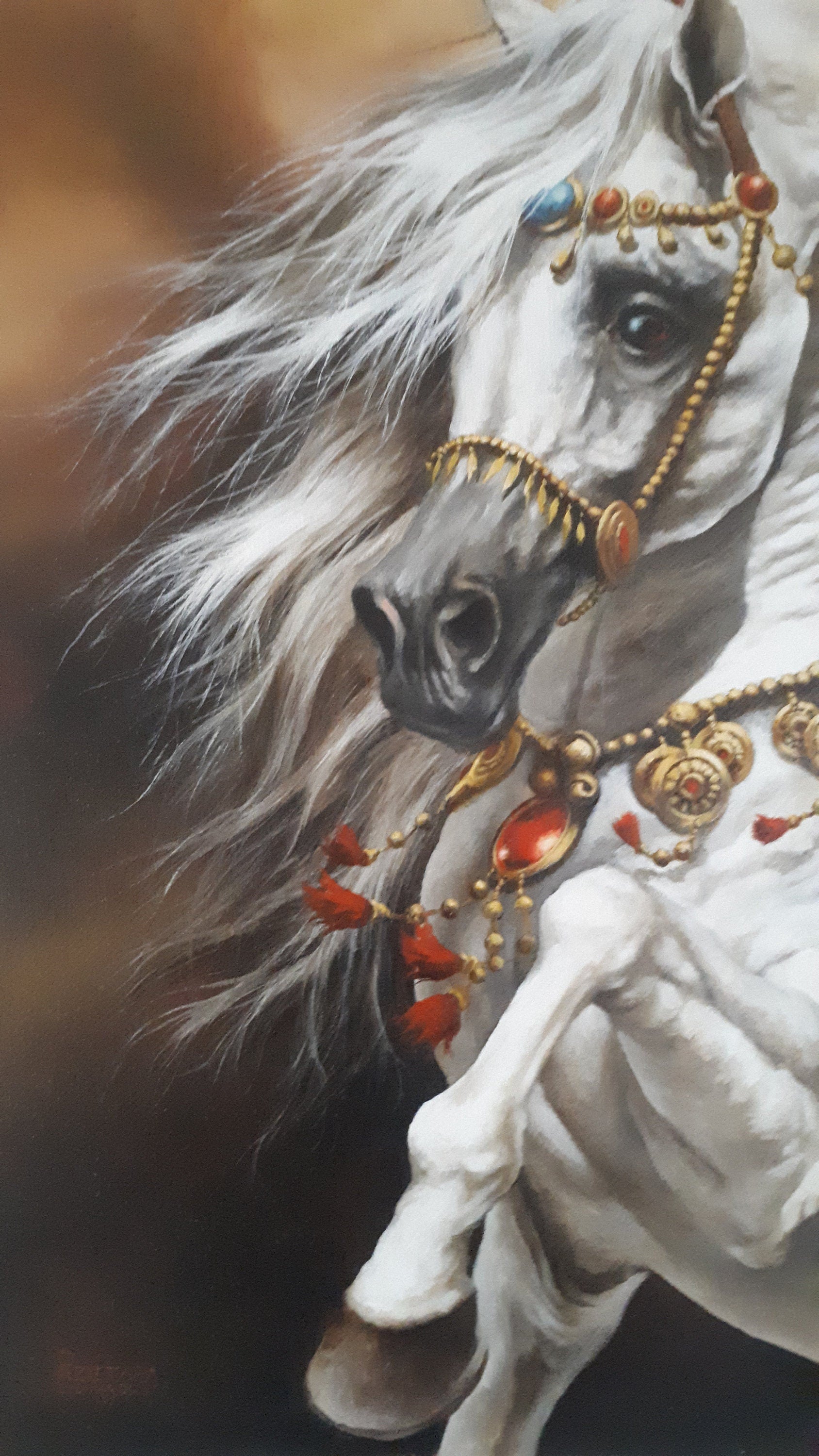 SLEIPNIR Giclée print of white horse original oil painting by Robert Zietara | Modern home decoration | White horse print FOSHE ART