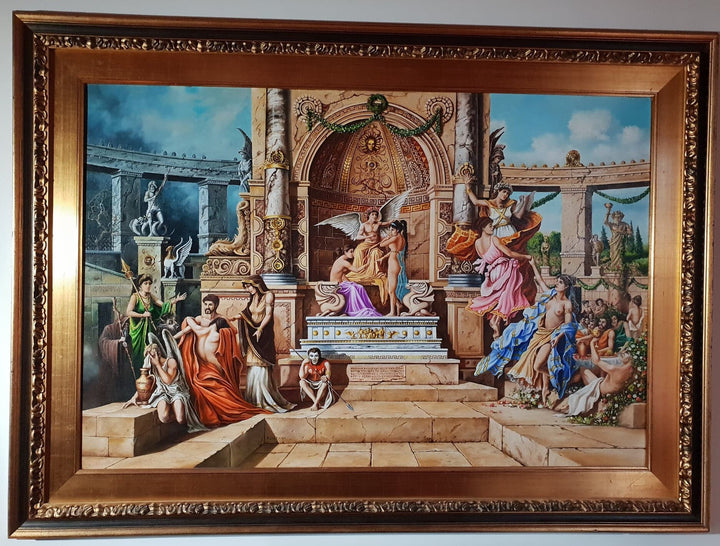TEMPLE of APOLLO Greek Mythology art, original oil painting "Judgment day of Apollo",  figurative painting