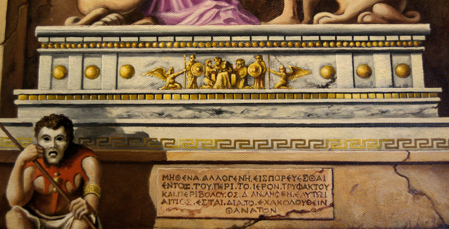 TEMPLE of APOLLO Greek Mythology art, original oil painting "Judgment day of Apollo",  figurative painting
