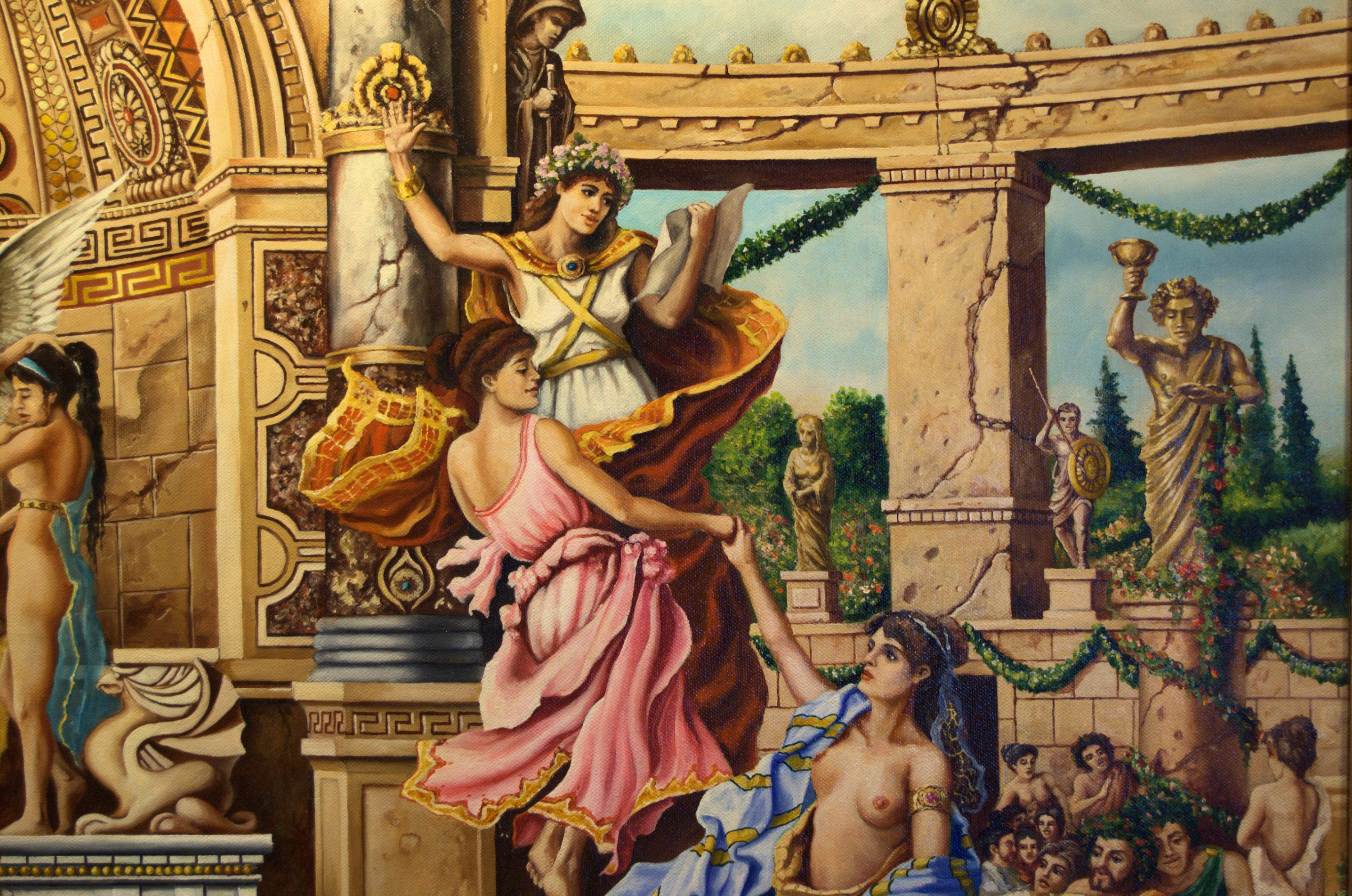 TEMPLE of APOLLO Greek Mythology art, original oil painting "Judgment day of Apollo",  figurative painting