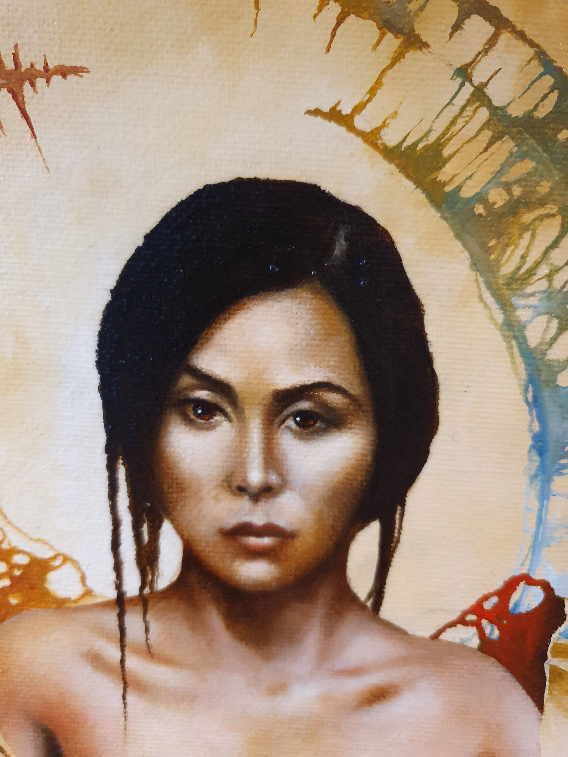 RED THIN LINE Giclée Art Print from original oil painting by Robert Zietara | Modern home decoration | Japanese wall arts FOSHE ART