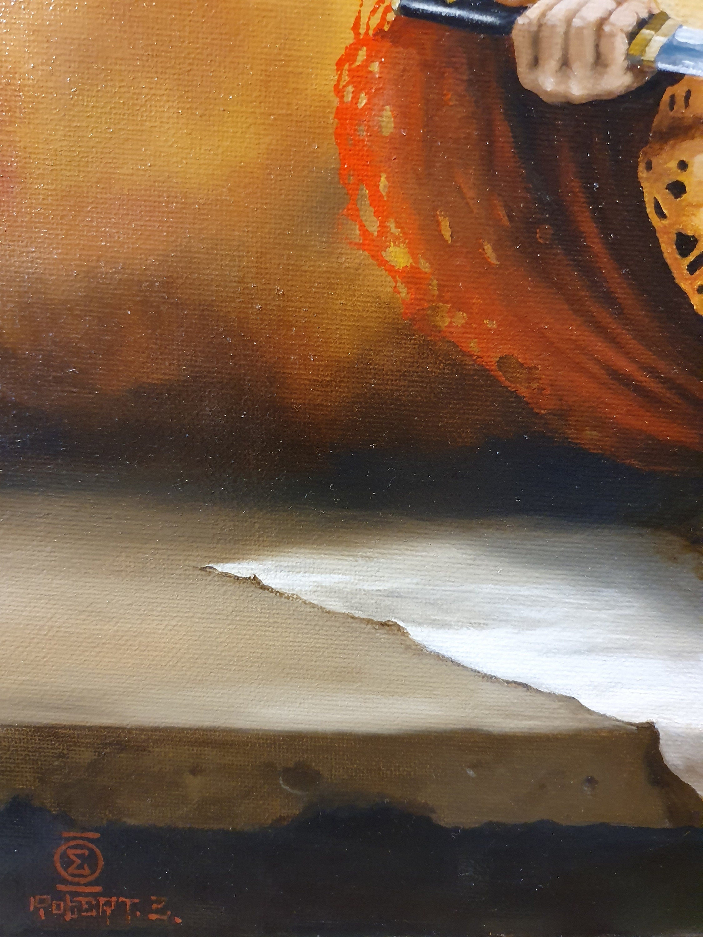 RED THIN LINE Giclée Art Print from original oil painting by Robert Zietara | Modern home decoration | Japanese wall arts FOSHE ART