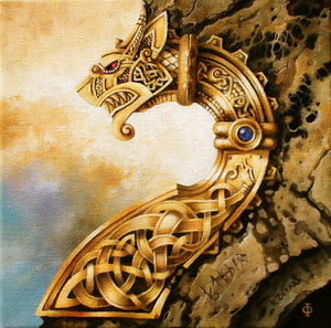FAFNIR Giclée Art Print of original oil painting | Viking Dragon | Norse Mythology, Nordic Symbols | modern home decoration