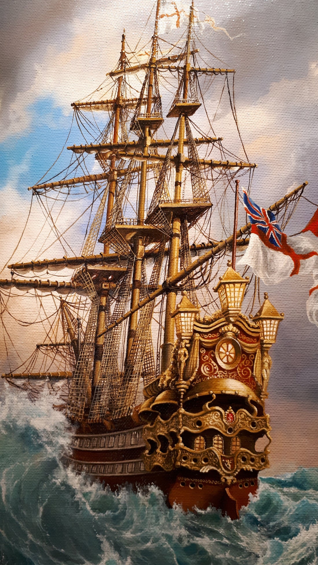 Navigating the Tempest Giclee art Print of Majestic Ship Painting, Seascape wall art, Sailing ship art