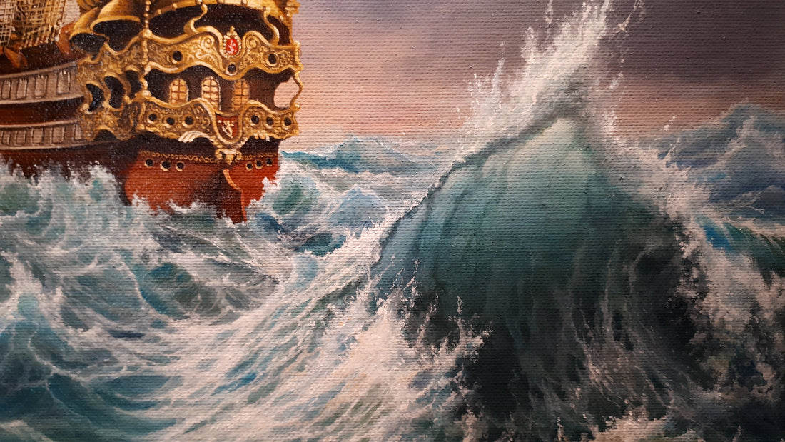 Tall Ship Giclée Art Print, Seascape Painting, Home Decor Gift FOSHE ART