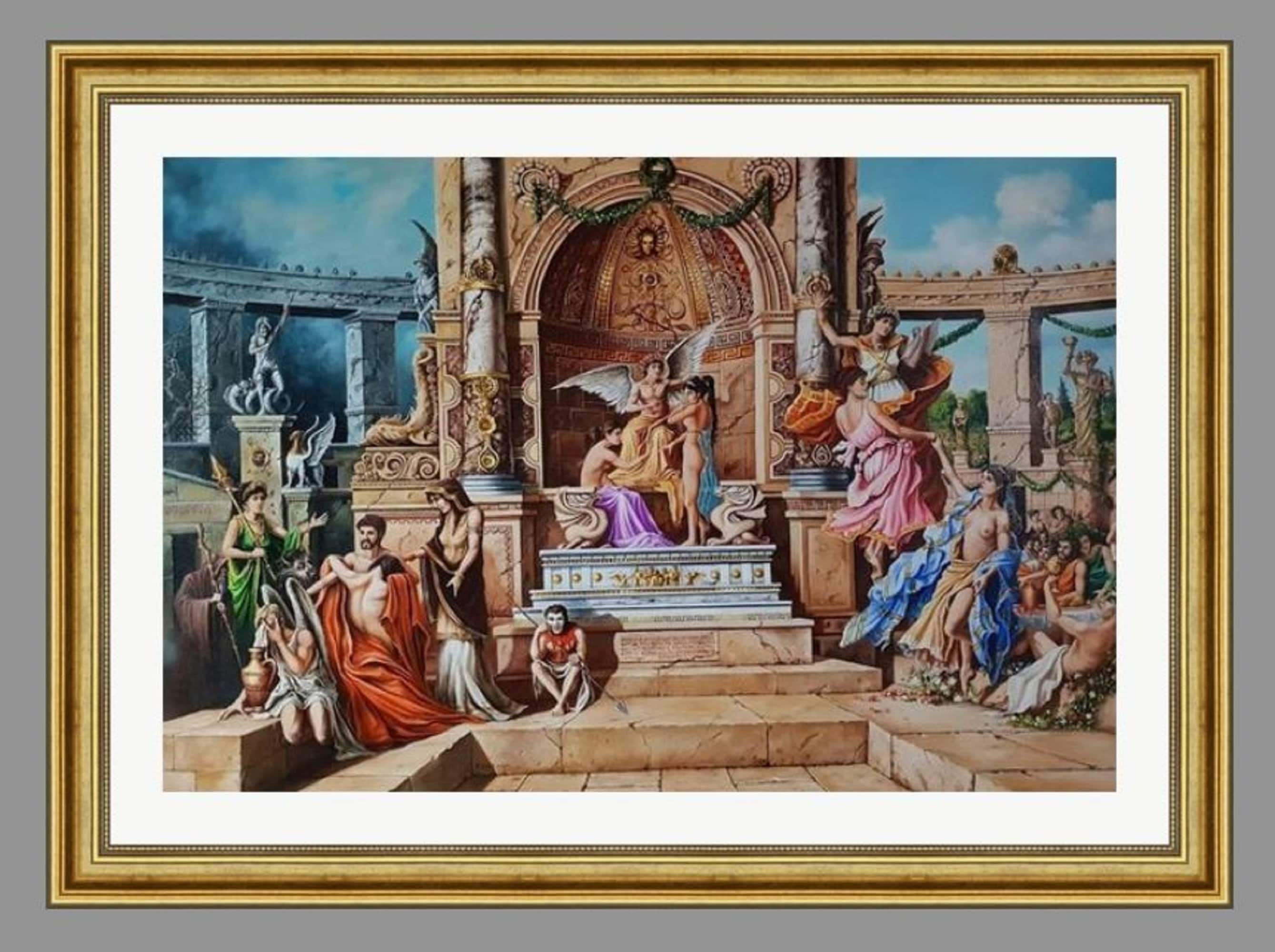 Greek Mythology art, TEMPLE of APOLLO giclee print from original oil painting, figurative painting