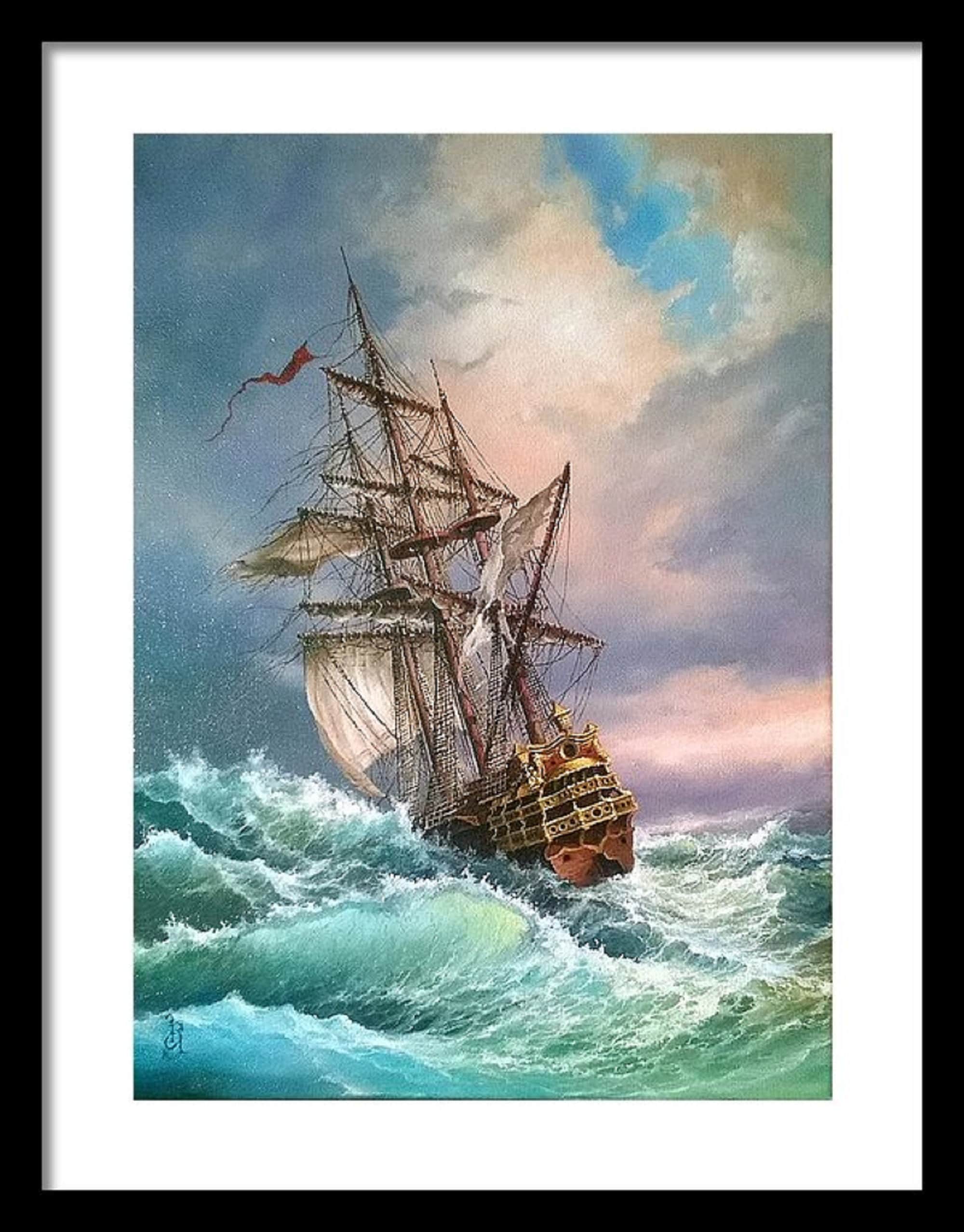 Tall Ship "After Storm" Fine Art Seascape Print on Heavyweight archival paper FOSHE ART