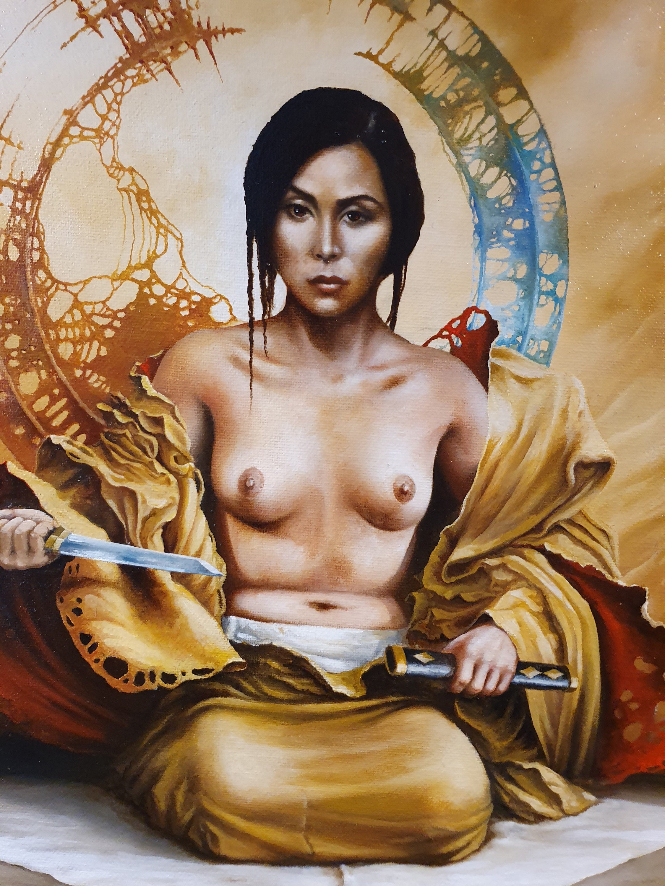 RED THIN LINE Giclée Art Print from original oil painting by Robert Zietara | Modern home decoration | Gift idea for Japanese art lovers FOSHE ART