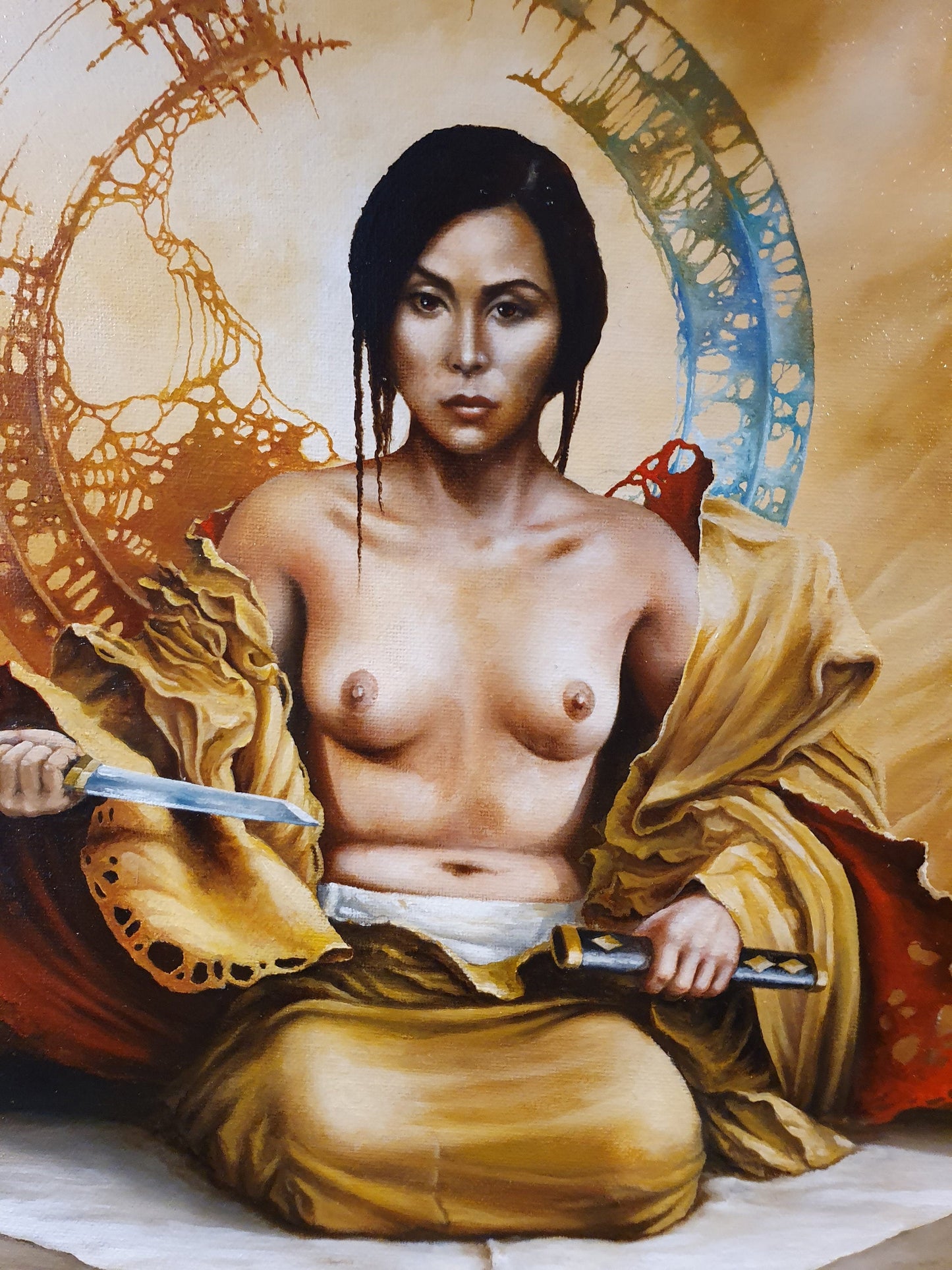 RED THIN LINE Giclée Art Print from original oil painting by Robert Zietara | Modern home decoration | Gift idea for Japanese art lovers FOSHE ART