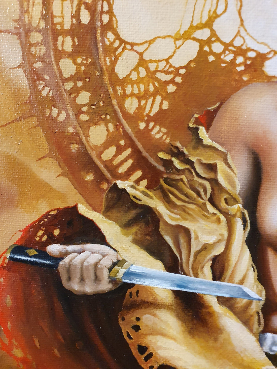 RED THIN LINE Giclée Art Print from original oil painting by Robert Zietara | Modern home decoration | Japanese wall arts FOSHE ART