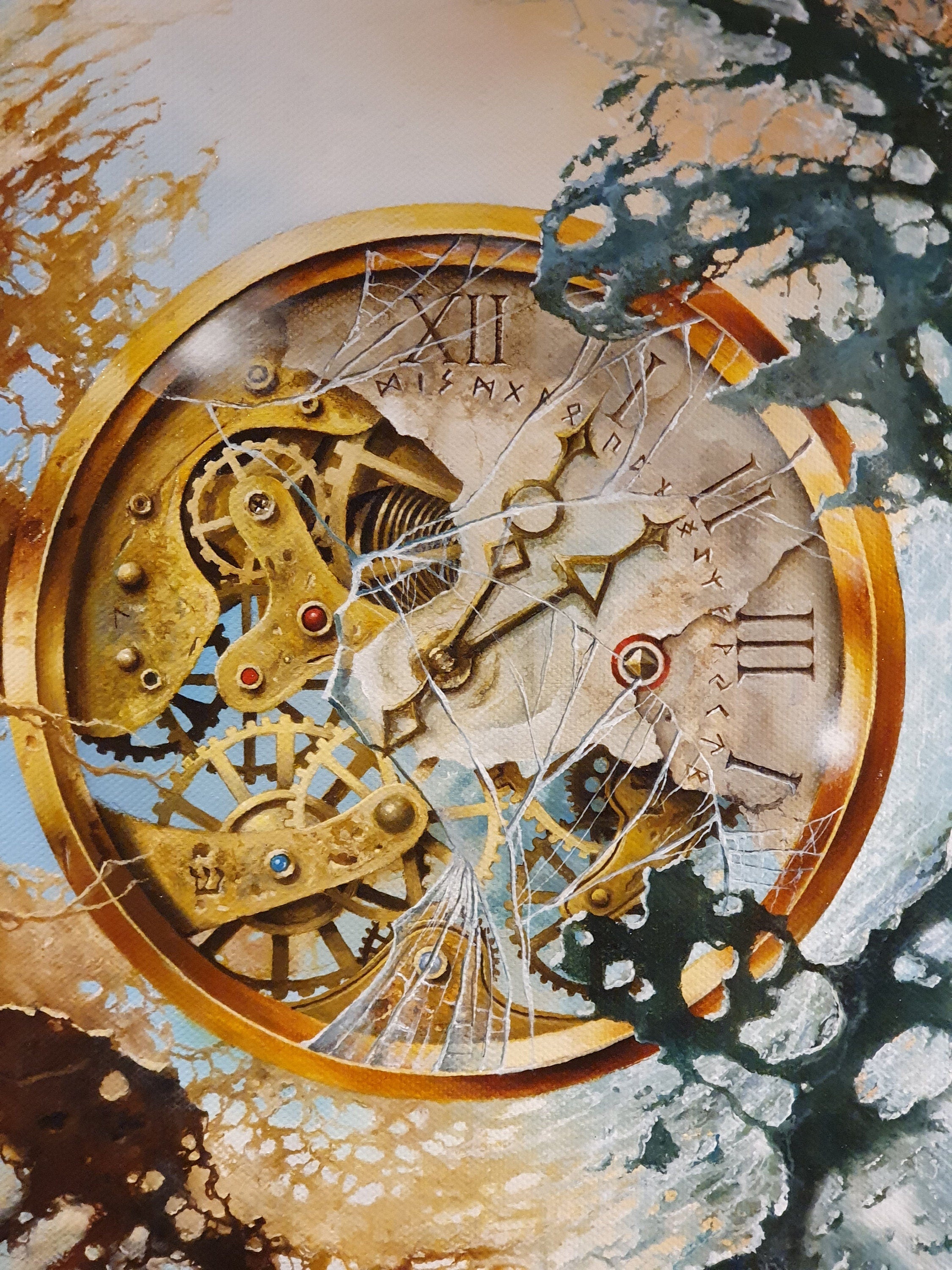 End of Time Giclée Canvas Print | Surreal Clock Oil Painting FOSHE ART
