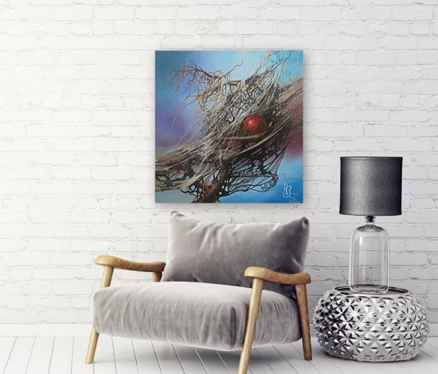 CAUGHT in the WEB of LIFE | Fine art print from original oil painting | Modern home decoration | Gift idea for surreal art lovers FOSHE ART