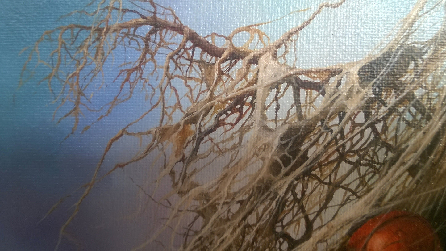 CAUGHT in the WEB of LIFE | Fine art print from original oil painting | Modern home decoration | Gift idea for surreal art lovers FOSHE ART