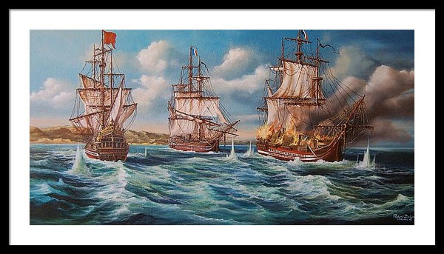 BATTLE OF SHIPS | Giclée fine art print from original oil painting | Sailing Ship Print | Seascape Print | tall ship painting, ship print FOSHE ART
