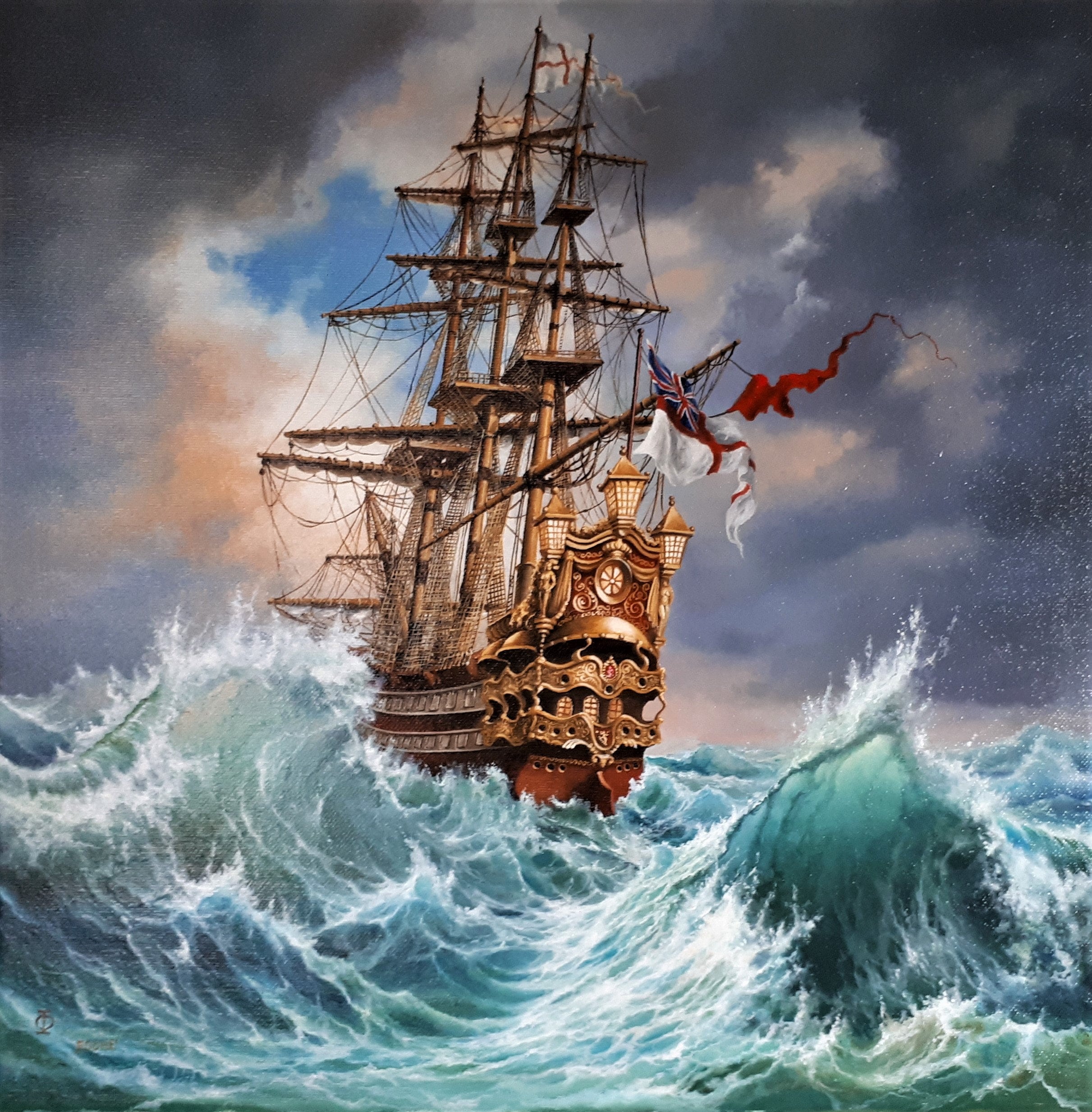 Majestic Ship | Robert Zietara| Giclée Art Print | Nautical Seascape Painting FOSHE ART