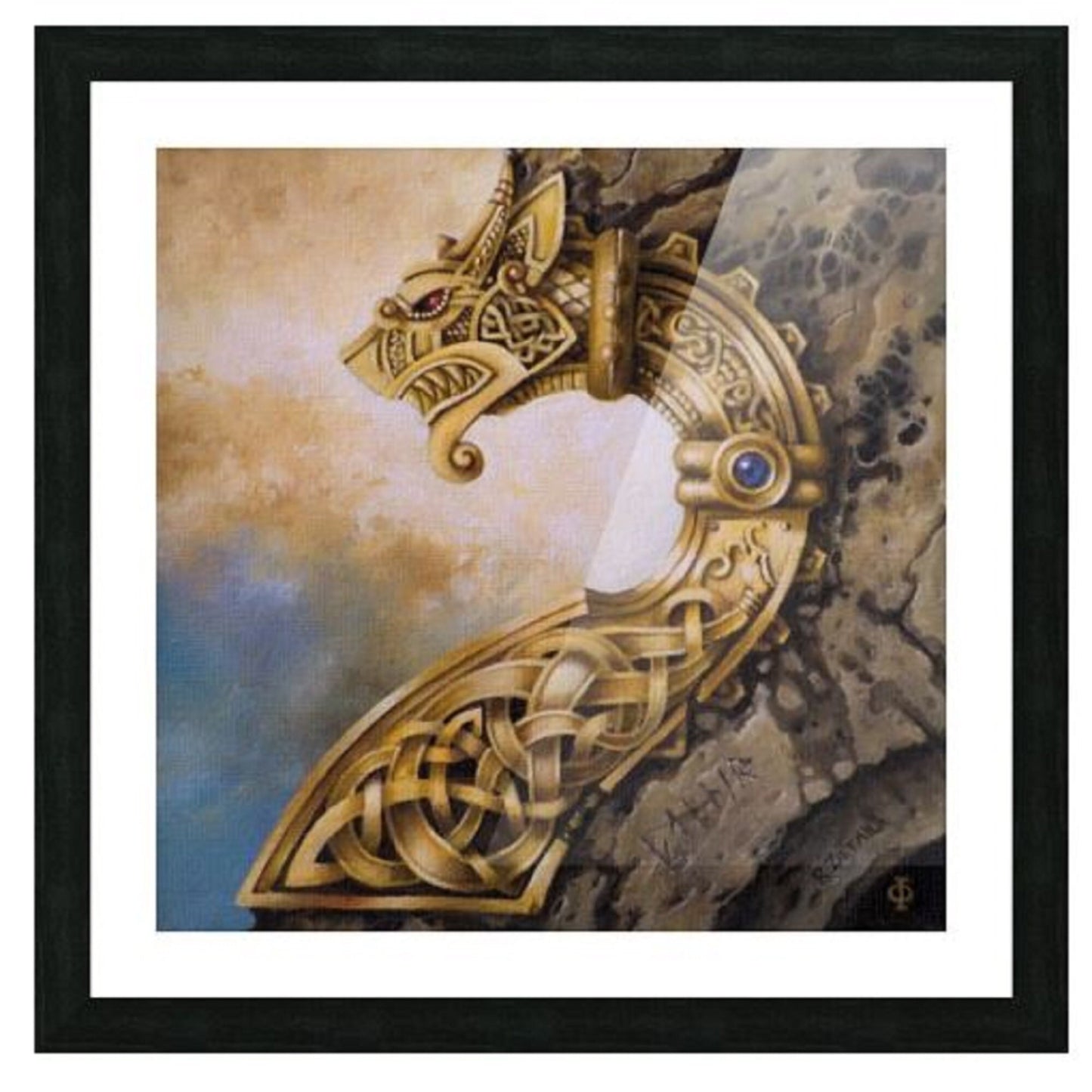 FAFNIR Giclée Art Print of original oil painting | Viking Dragon | Norse Mythology, Nordic Symbols | modern home decoration
