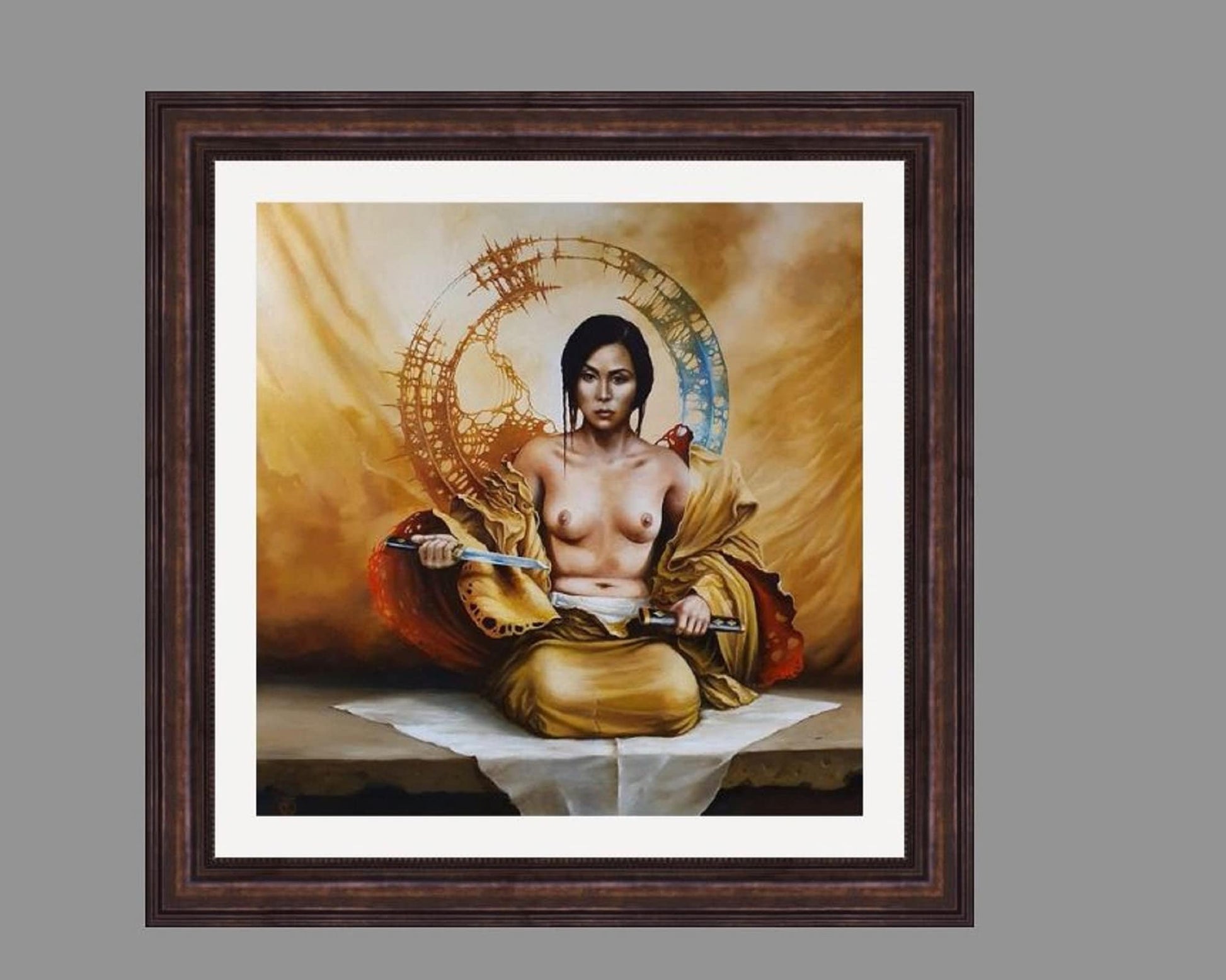 RED THIN LINE Giclée Art Print from original oil painting by Robert Zietara | Modern home decoration | Gift idea for Japanese art lovers FOSHE ART