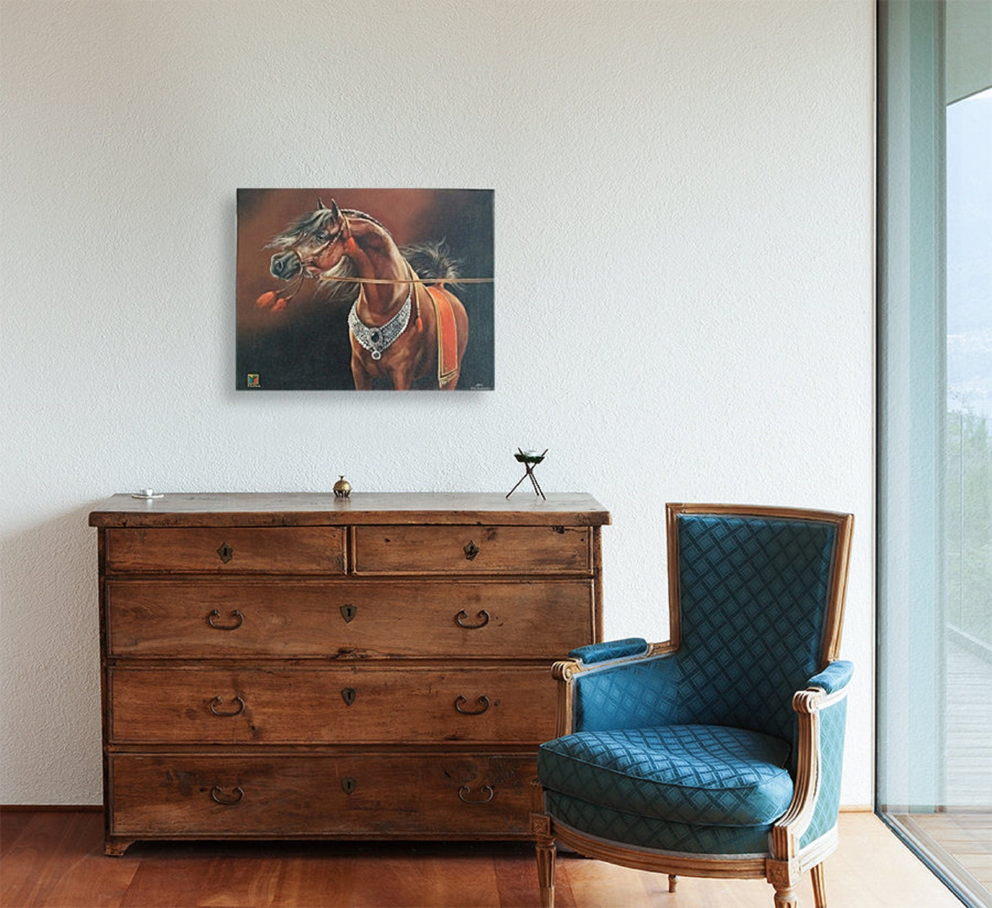 Brown Arabian Horse Fine Art Print, Original Oil Painting by Robert Zietara, Modern Home Decor & Gift for Horse Lovers