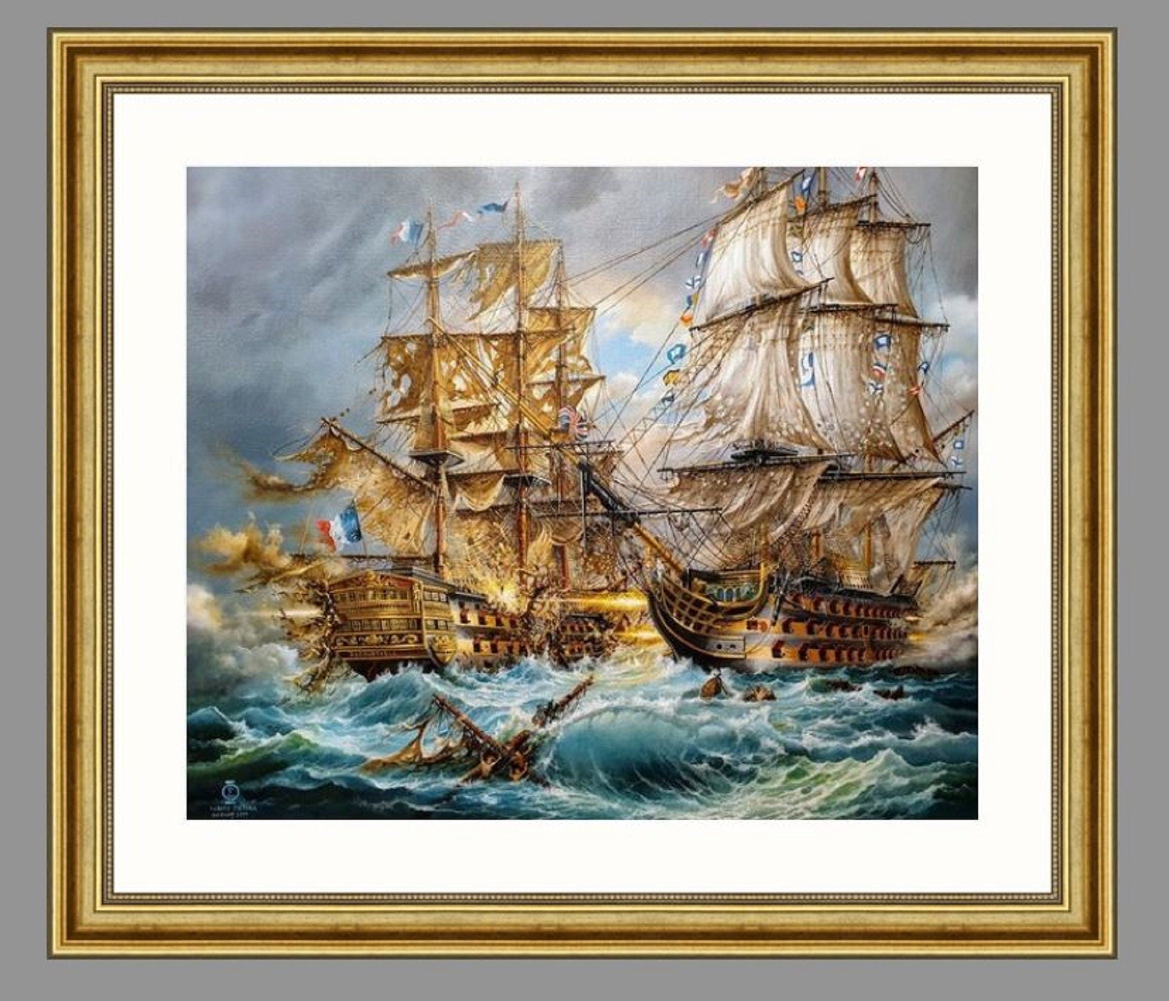 Battle of Trafalgar | Robert Zietara | HMS Victory Giclée Print, Sailing Ship Poster FOSHE ART