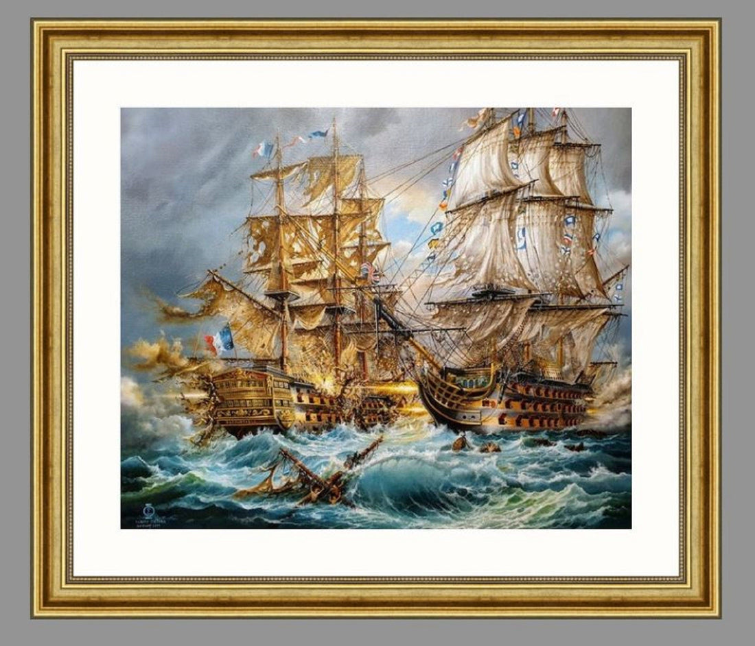 Battle of Trafalgar | Robert Zietara | HMS Victory Giclée Print, Sailing Ship Poster FOSHE ART
