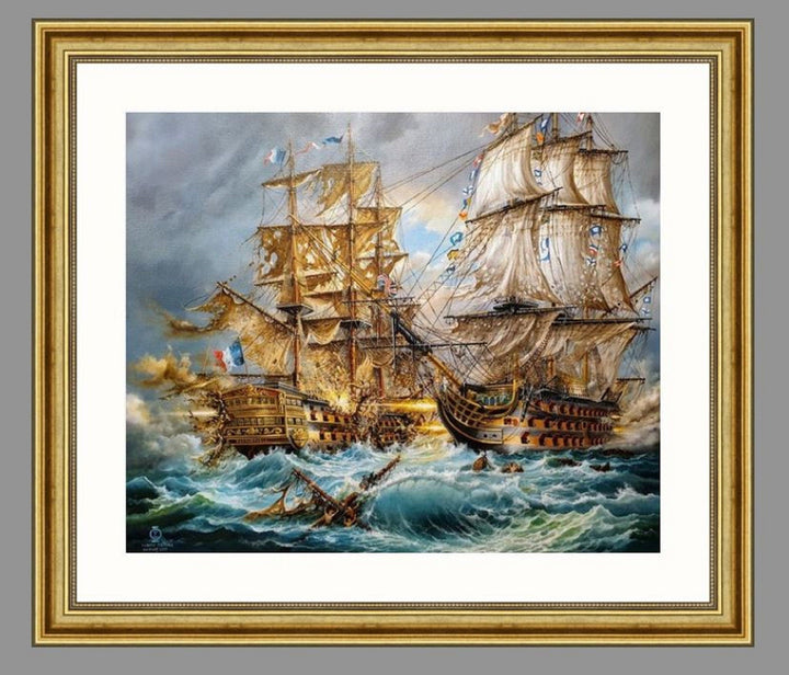 Battle of Trafalgar | Robert Zietara | HMS Victory Giclée Print, Sailing Ship Poster FOSHE ART