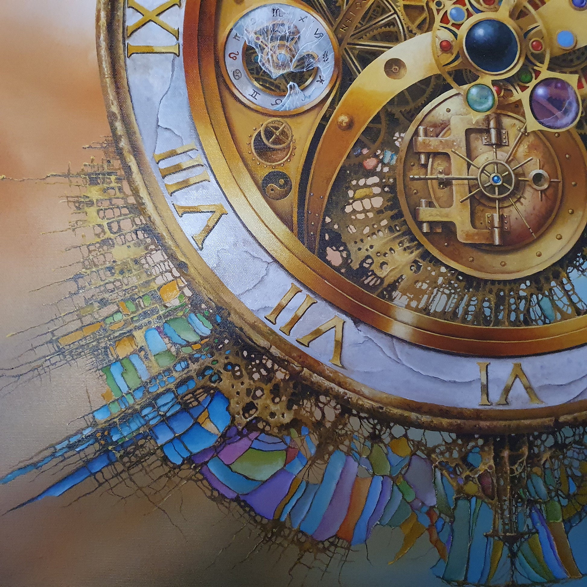 MYSTERY OF TIME art prints from original painting  | surreal clock image | abstract wall art FOSHE ART