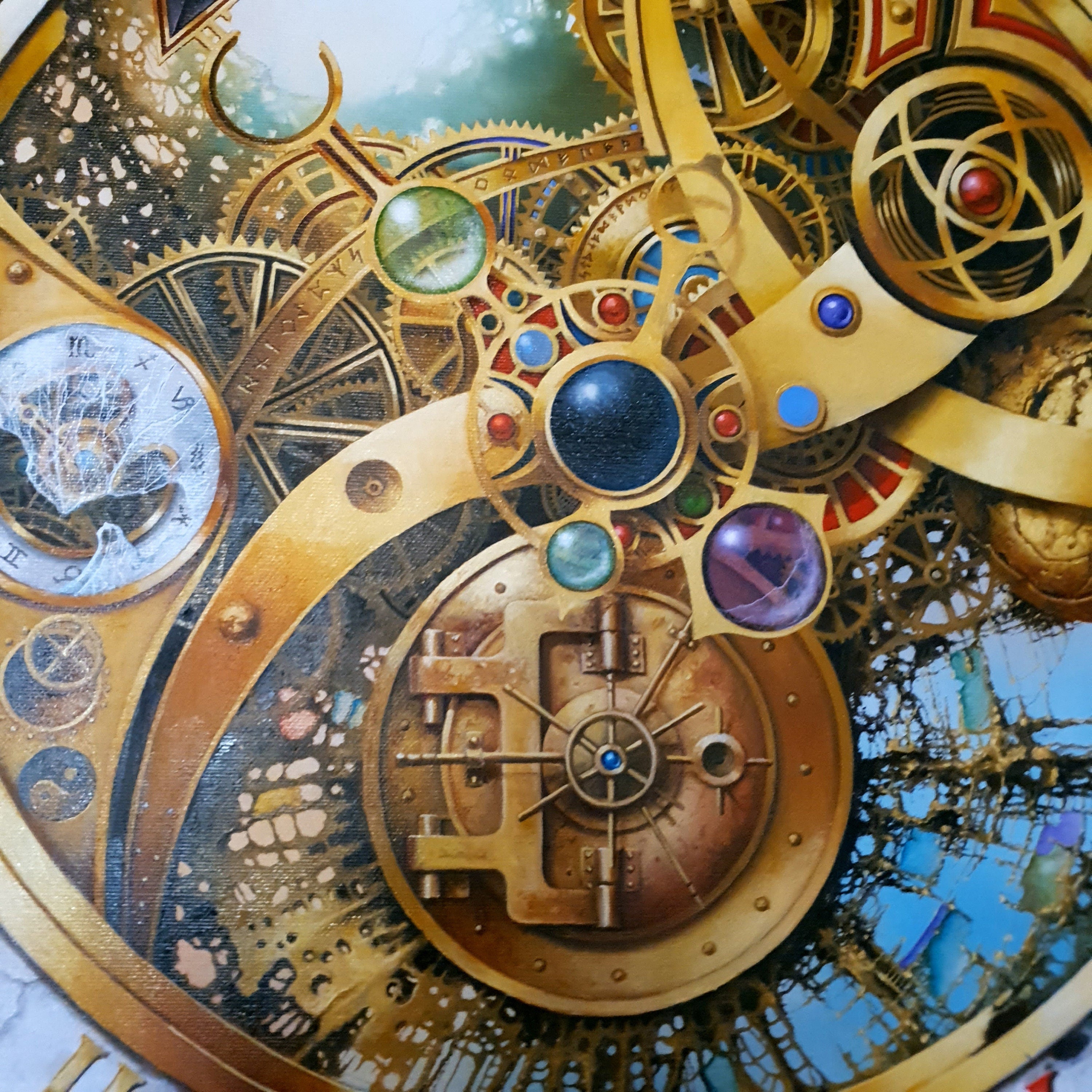 MYSTERY OF TIME art prints from original painting  | surreal clock image | abstract wall art FOSHE ART