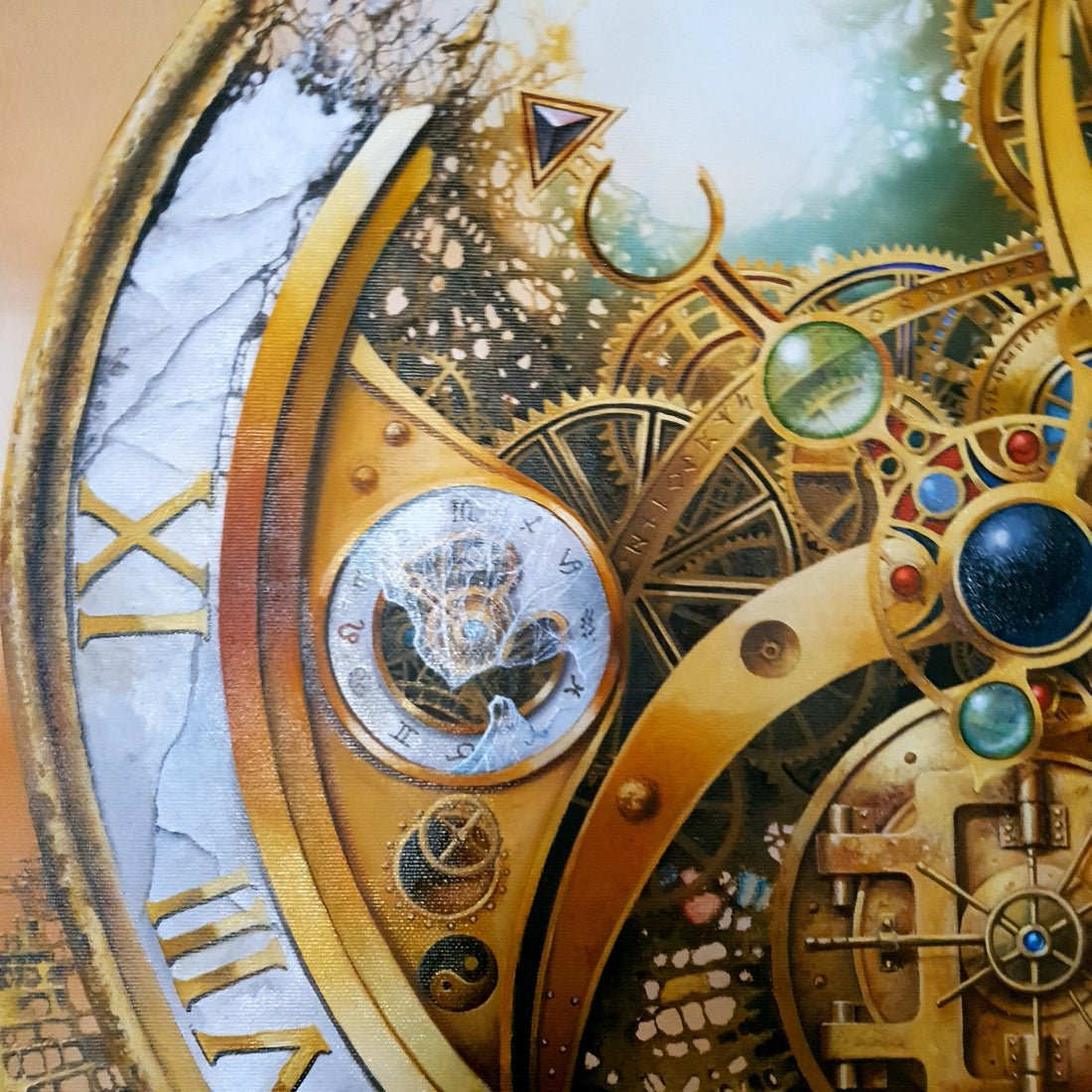 MYSTERY OF TIME art prints from original painting  | surreal clock image | abstract wall art FOSHE ART