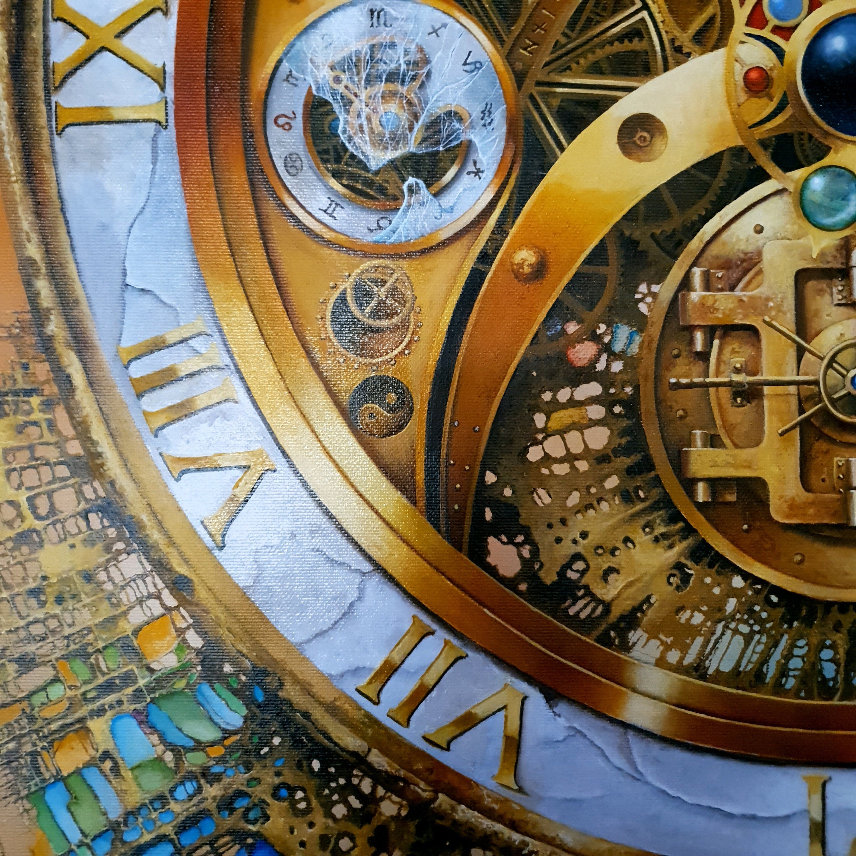 MYSTERY OF TIME art prints from original painting  | surreal clock image | abstract wall art FOSHE ART