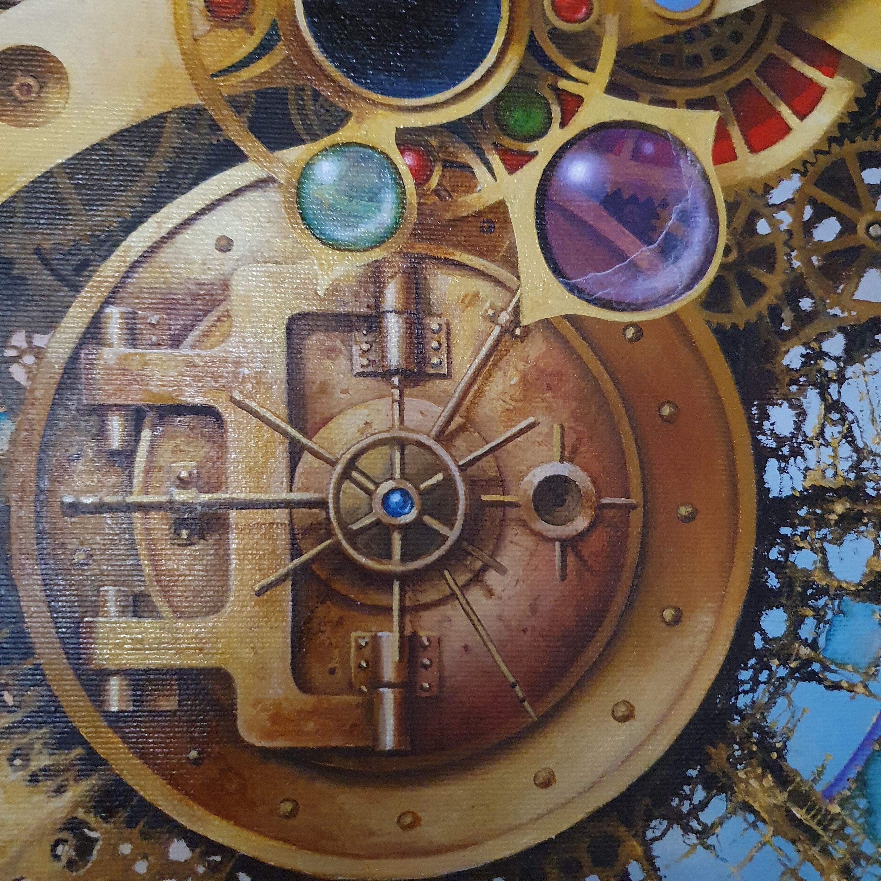 MYSTERY OF TIME art prints from original painting  | surreal clock image | abstract wall art FOSHE ART