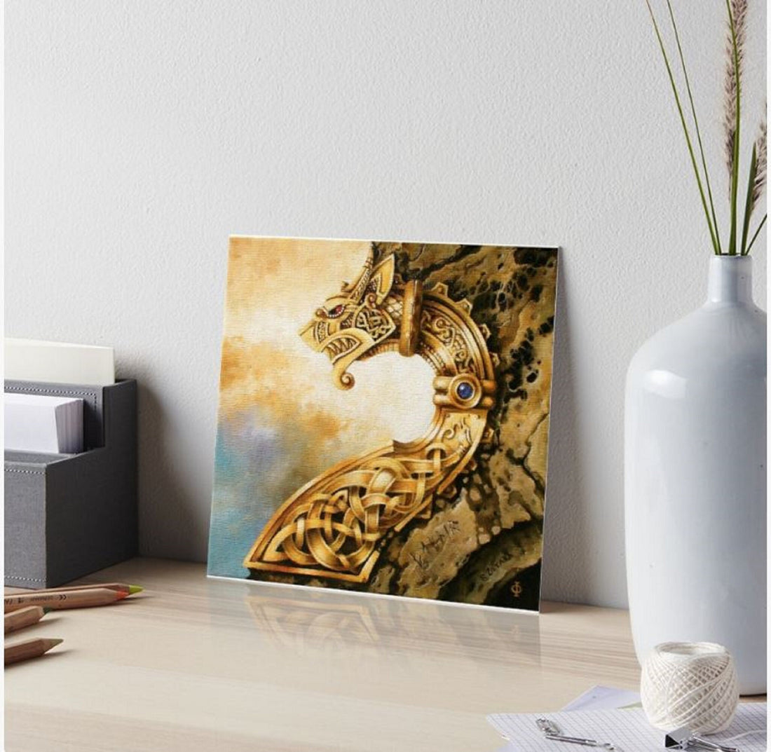 FAFNIR Giclée Art Print of original oil painting | Viking Dragon | Norse Mythology, Nordic Symbols | modern home decoration