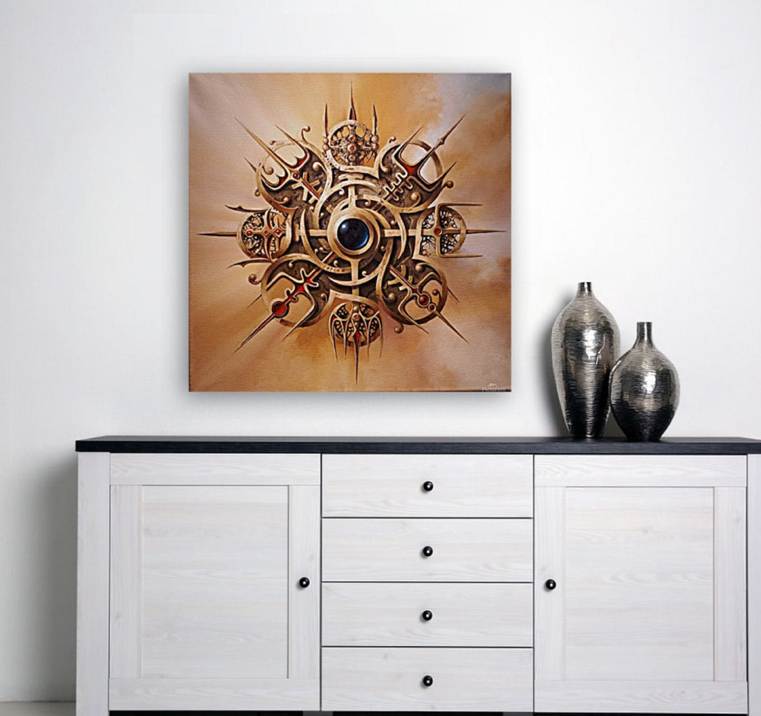 VEGVISIR Viking Compass Giclee Canvas Print | Original Painting Norse Mythology Art | Viking Décor & Gifts for Men