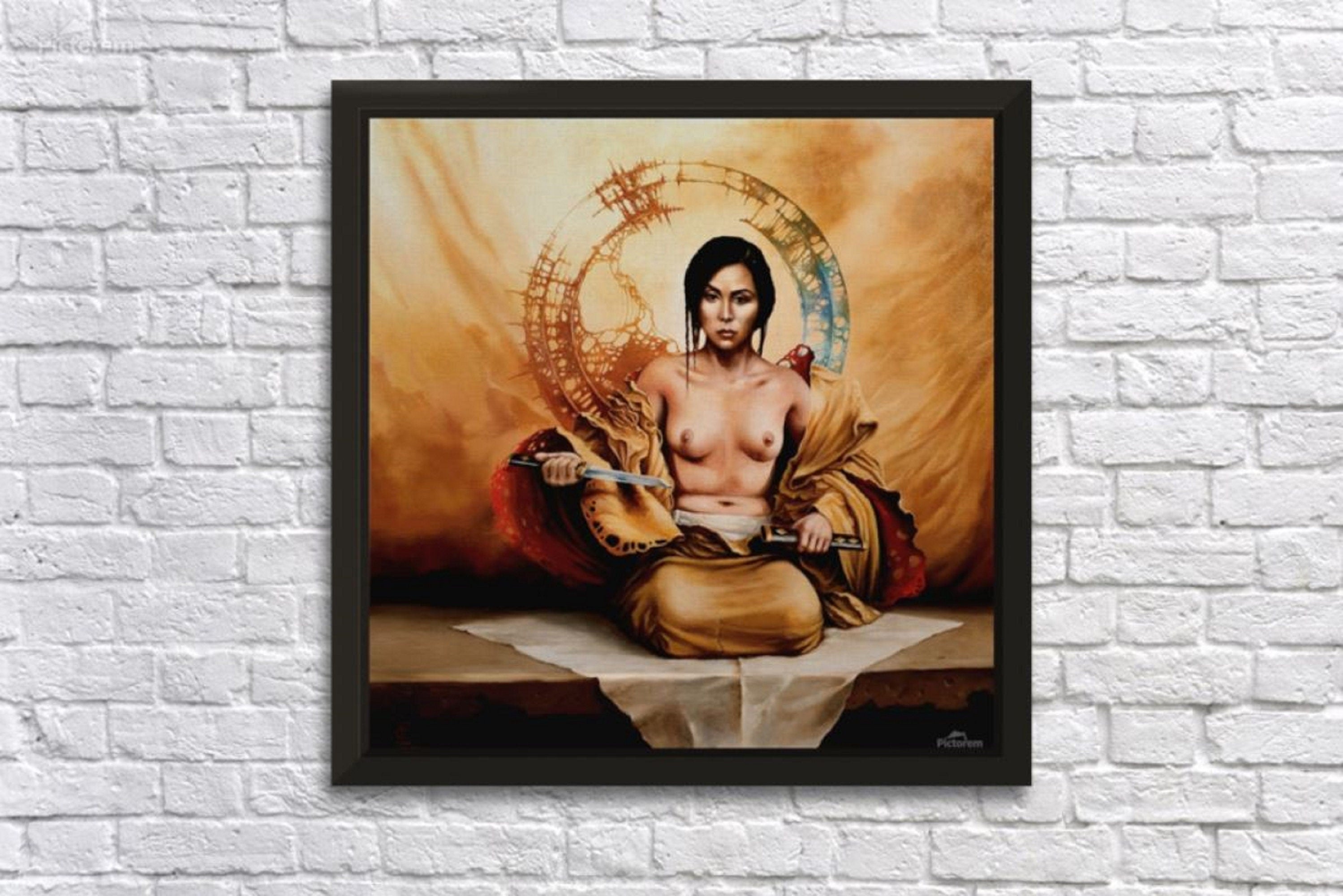 Japanese wall art Fineart print on canvas of Japanese Girl, Original Woman Portrait Art, Asian Modern Home Decor, Unique Home Art ,Gift Idea FOSHE ART