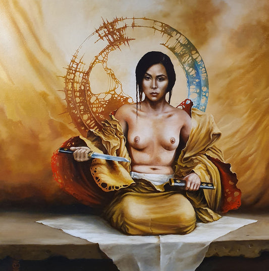 Nude Japanese Girl Canvas Print | Original Woman Portrait Art, Asian Modern Wall Decor, Unique Home Art, Gift Idea