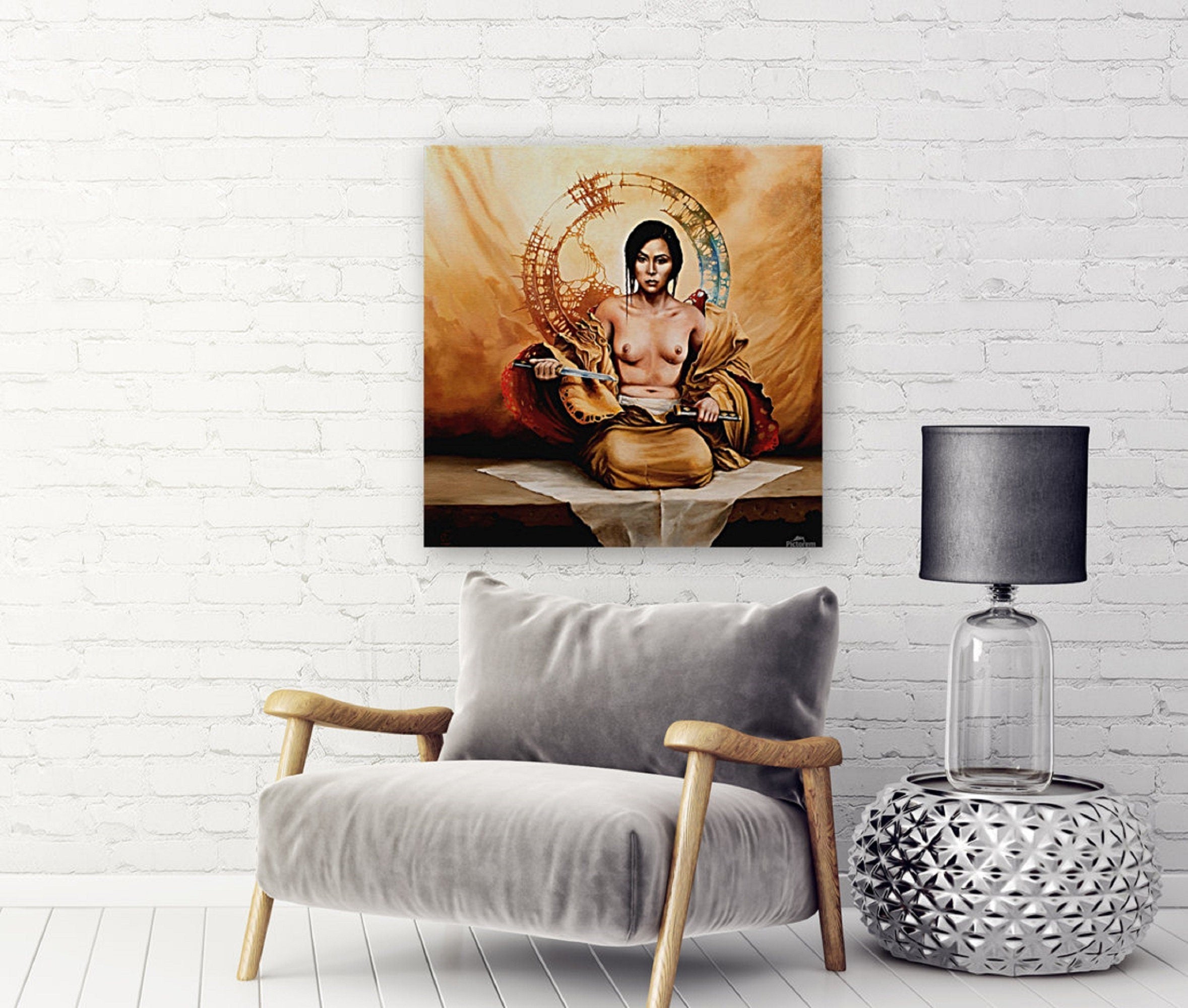 Japanese wall art Fineart print on canvas of Japanese Girl, Original Woman Portrait Art, Asian Modern Home Decor, Unique Home Art ,Gift Idea FOSHE ART