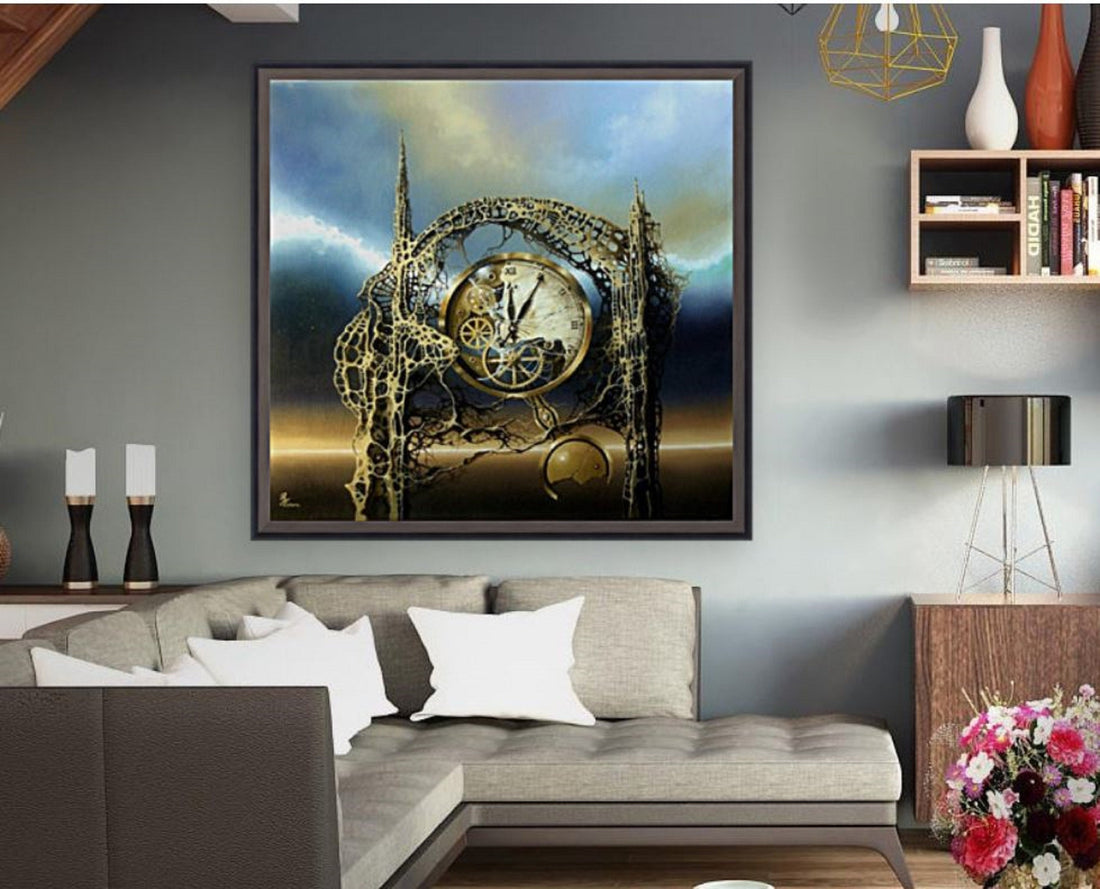 TIME GATE | Giclée canvas print from original oil painting of Robert Zietara | Modern home decoration | Gift idea for surreal art lovers