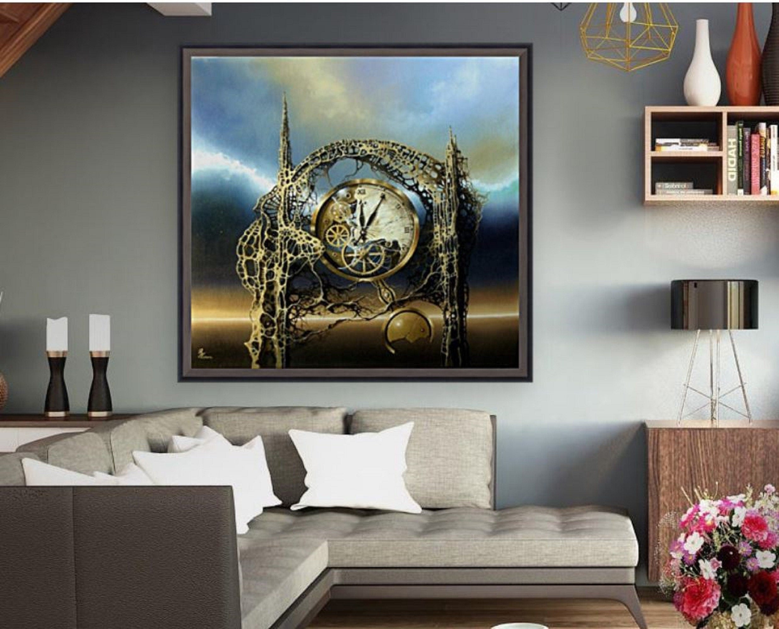 Time Gate Surreal Clock Giclée Canvas Print | Modern Home Decor FOSHE ART