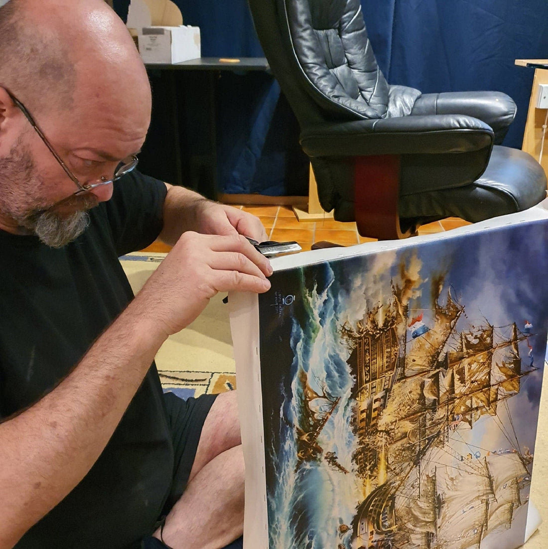 BATTLE of TRAFALGAR historical scene, HMS Victory battle ship, Tall Ship decoration, Napoleonic time, Giclee canvas of original oil painting FOSHE ART