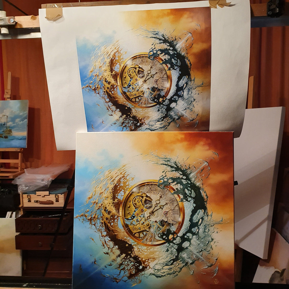 End of Time Giclée Canvas Print | Surreal Clock Oil Painting FOSHE ART