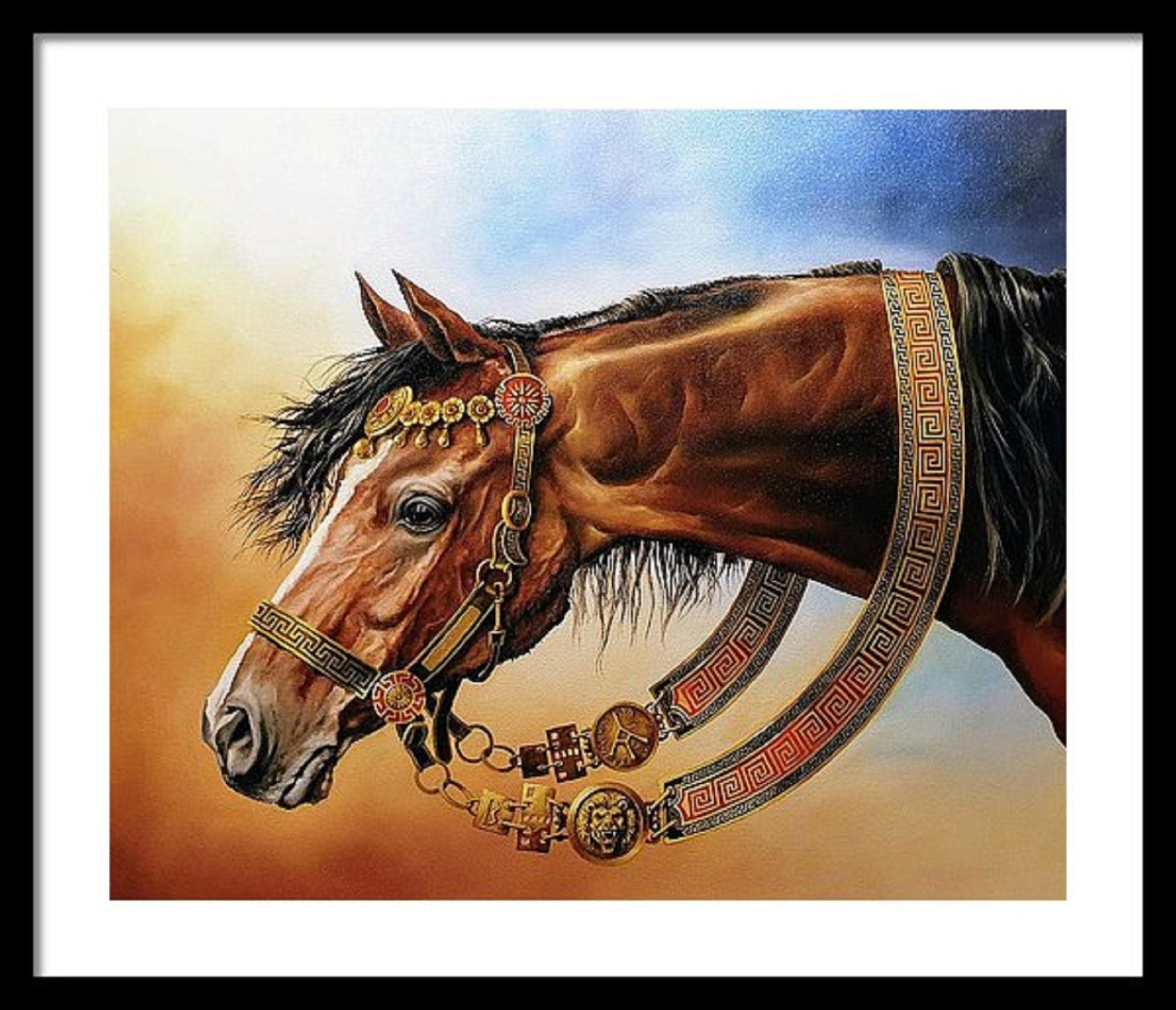HORSE | BUCEPHALUS | Premium Canvas Print of Original Oil Painting | 3D Hand-Finished Print with Brush Strokes | Elegant Horse Lover Gift FOSHE ART