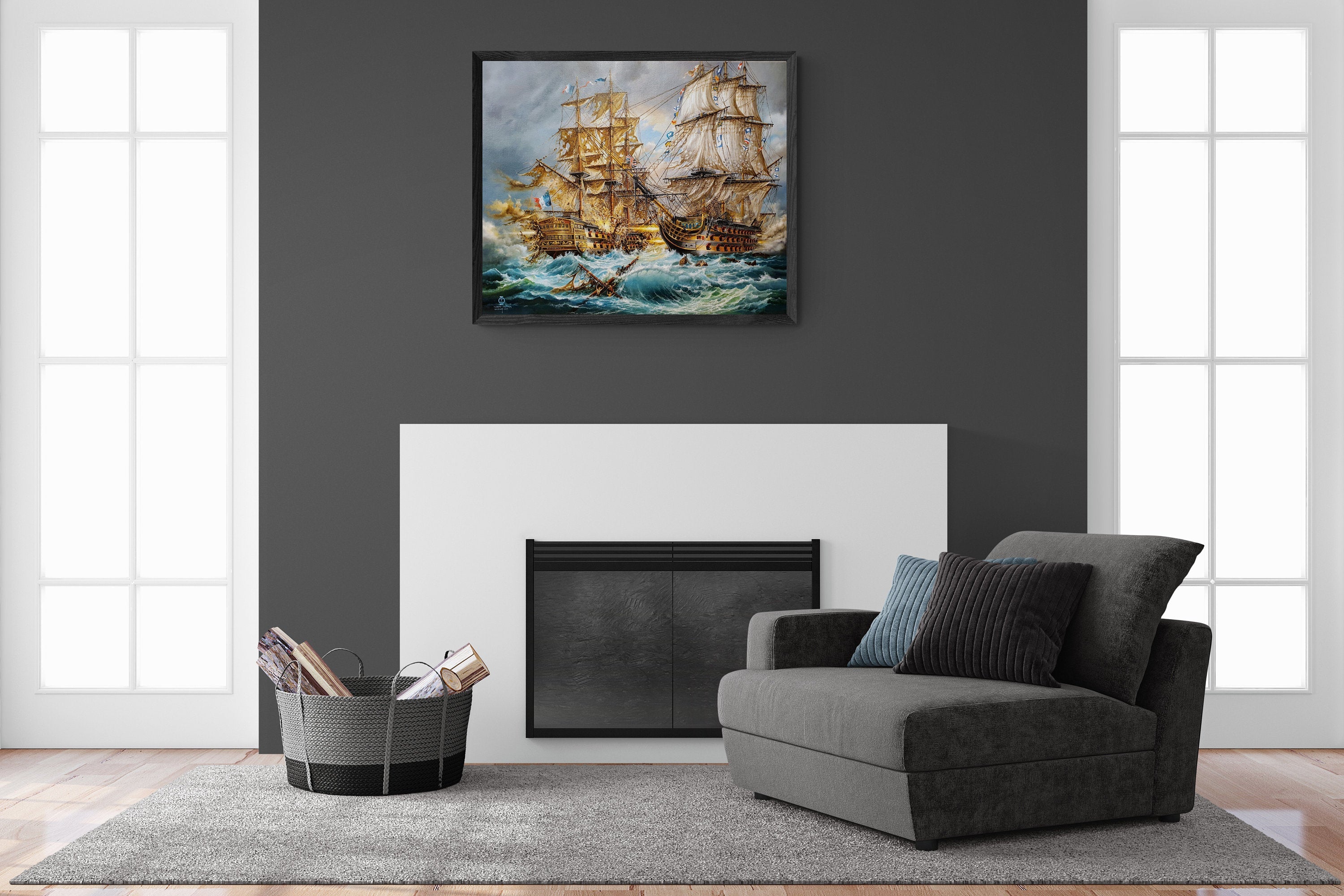 HMS Victory | ship painting| Battle of Trafalgar | Admiral Lord Nelson | glicee canvas art prints of original oil painting FOSHE ART