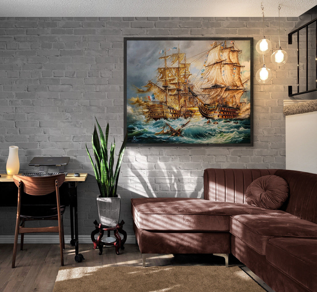 HMS Victory | ship painting| Battle of Trafalgar | Admiral Lord Nelson | glicee canvas art prints of original oil painting FOSHE ART