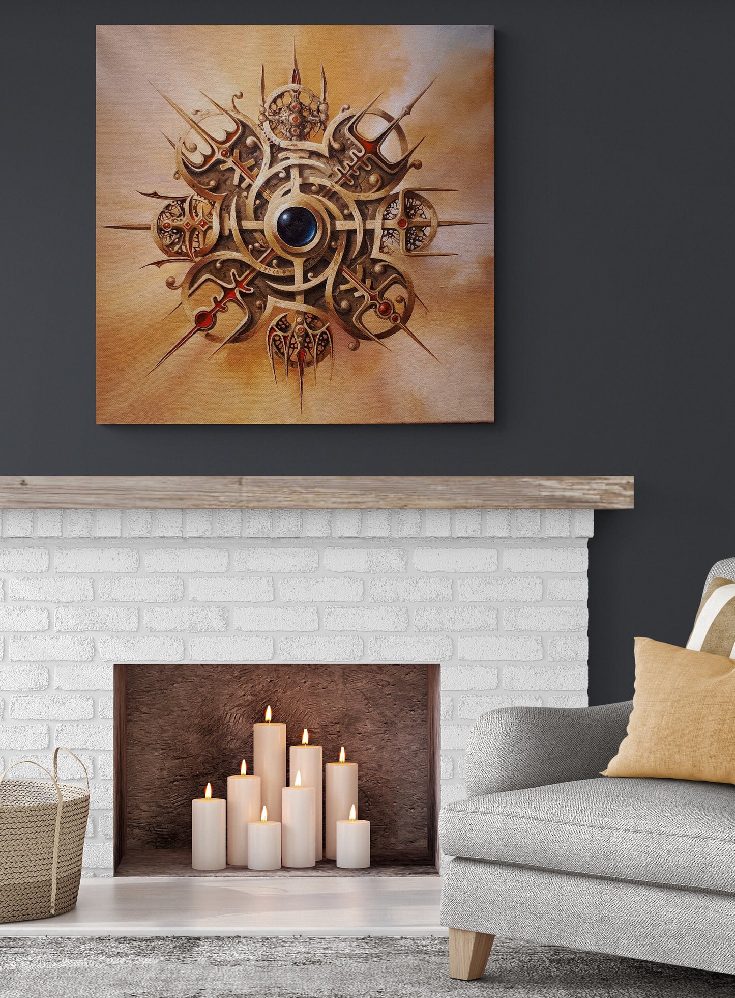 VEGVISIR Compass,  Viking Decor Art Prints of original painting, Extra large wall art